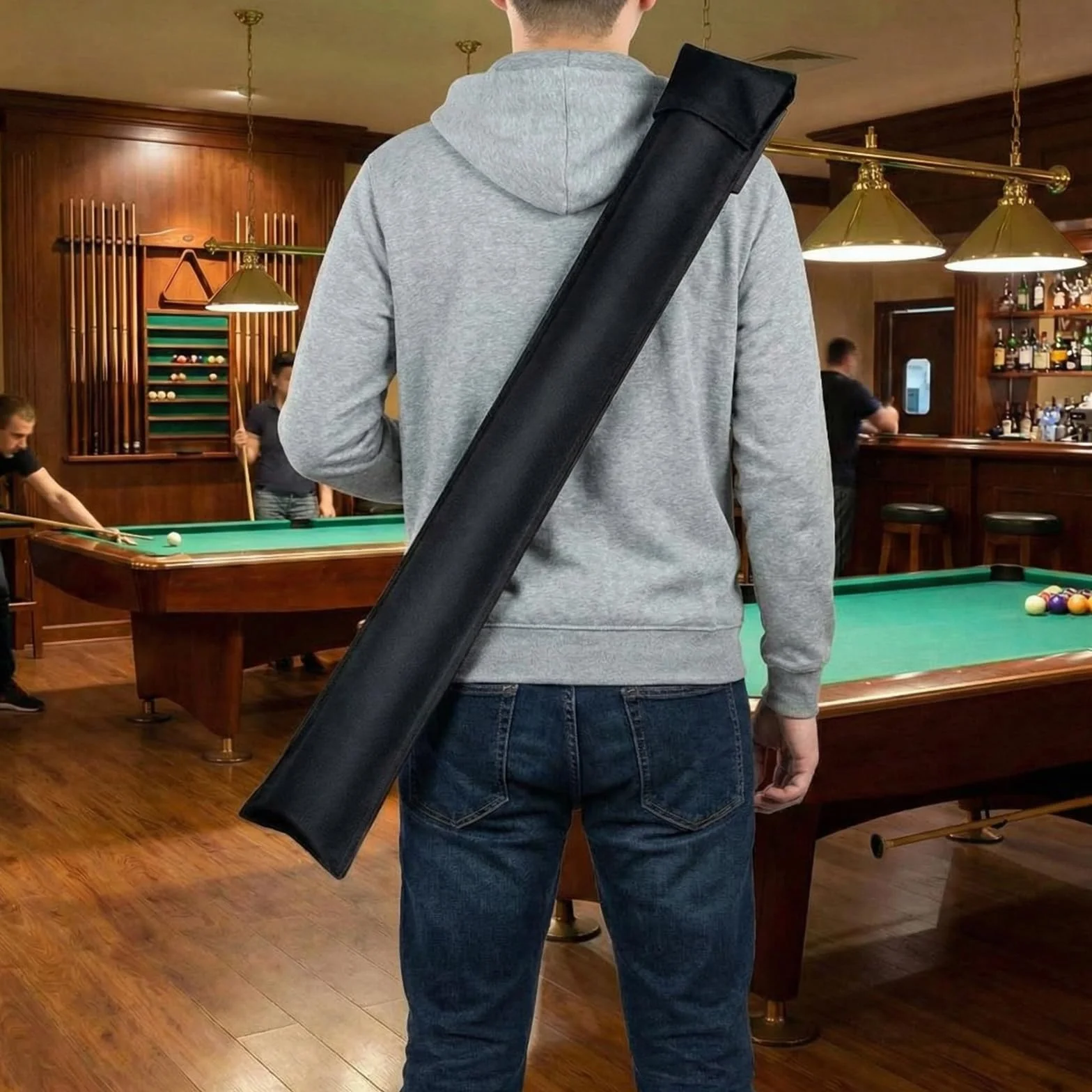 Bolsa de Taco de Billar Portátil con Guante y Tiza, Estuche para Palos de Snooker 1/2