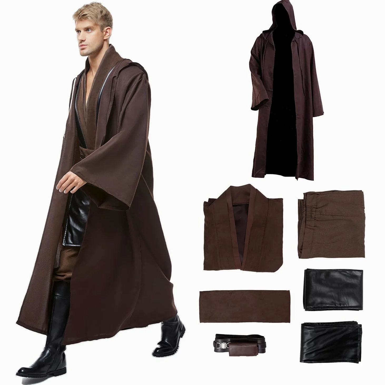 Disfraz de túnica con capucha de la Guerra, juego completo para Halloween, carnaval, fiesta, cosplay, traje medieval, túnica