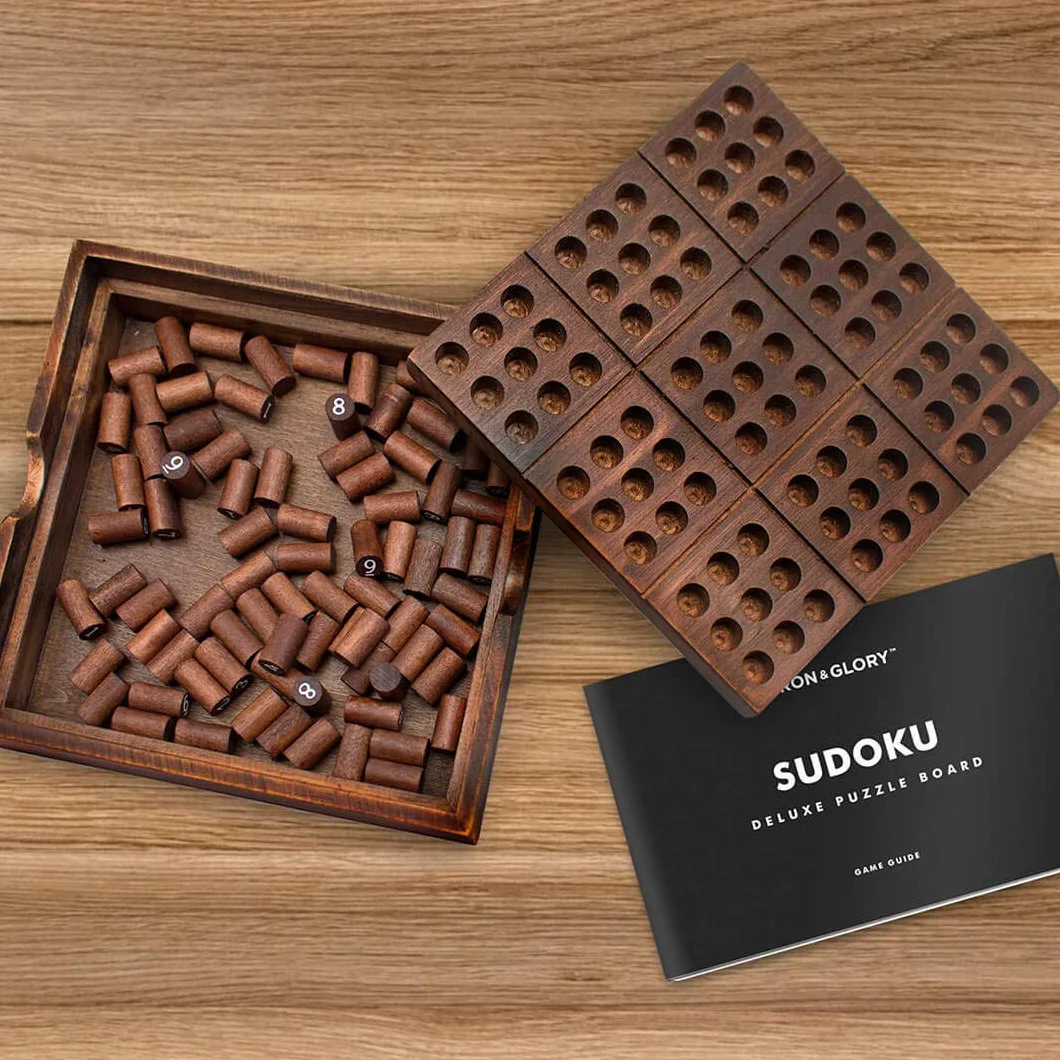 Iron & Glory Juego de Sudoku Rompecabezas de Madera para Adultos Juegos de Mesa de Acertijos Portátiles