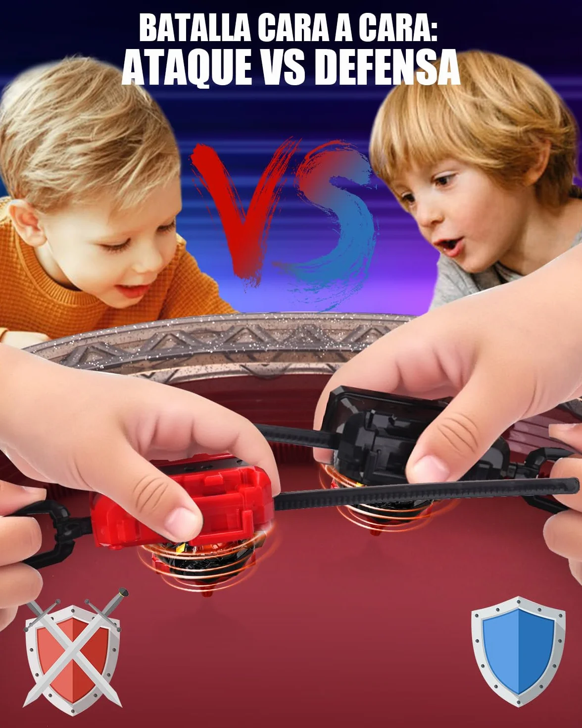 Kit de Inicio X Stadium – con 6 X Tops, 2 Lanzadores & Arena. Set de Batalla Competitiva para Niños Desde 6 años