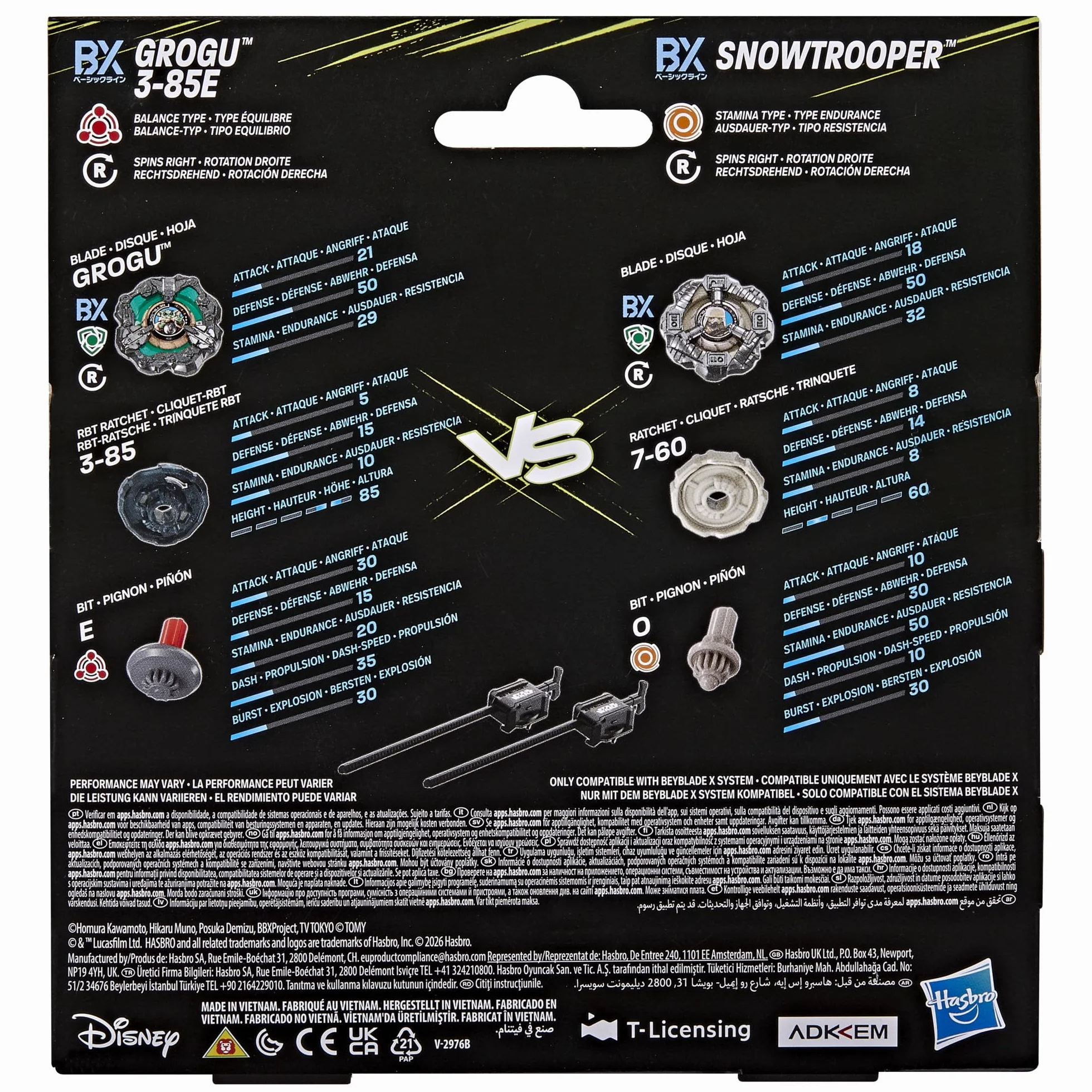 Colaboración Beyblade X y Star Wars, Grogu vs. Snowtrooper, 2 Tops de Batalla Takara Tomy, 2 lanzadores, Juguetes Star Wars, A Partir de 8 años