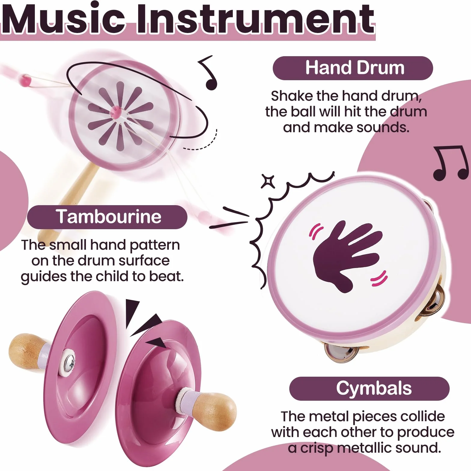 Buyger Instrumentos Musicales para Bebés, Juguete Montessori de Madera para Niños 1 2 3 años, IInstrumentos de Percusión Infantiles, Regalo para Niños Niñas (Cumpleaños/Navidad/Reyes)