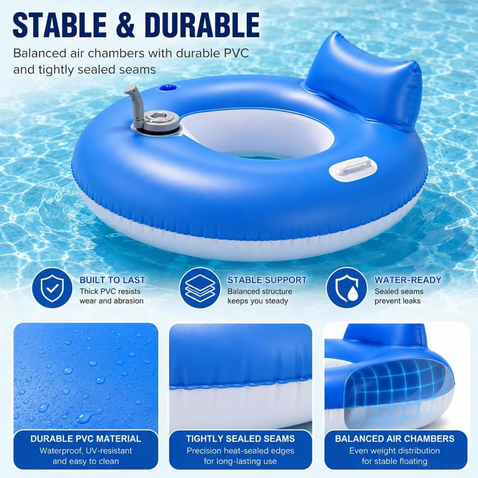 Flotador Motorizado para Adultos, Flotador Hinchable Motorizado para Piscina con Control De Dirección, Cómodo Respaldo Y Portavasos para Relajarse En La Piscina Durante El Verano