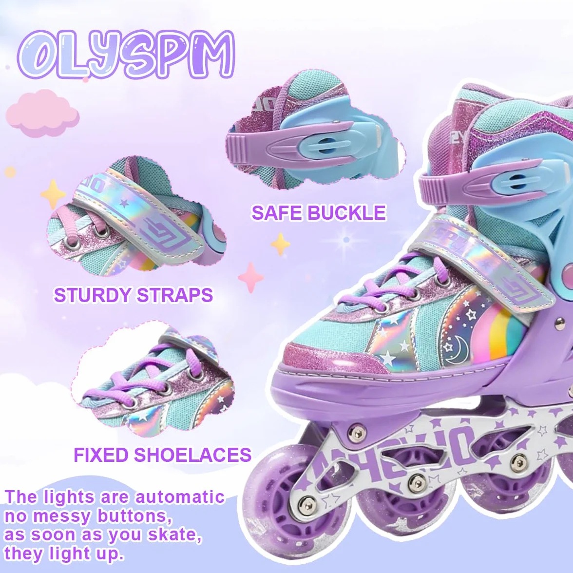 Patines en Línea Ajustables 4 Tamaños para Niña y Niño Interior Exterior