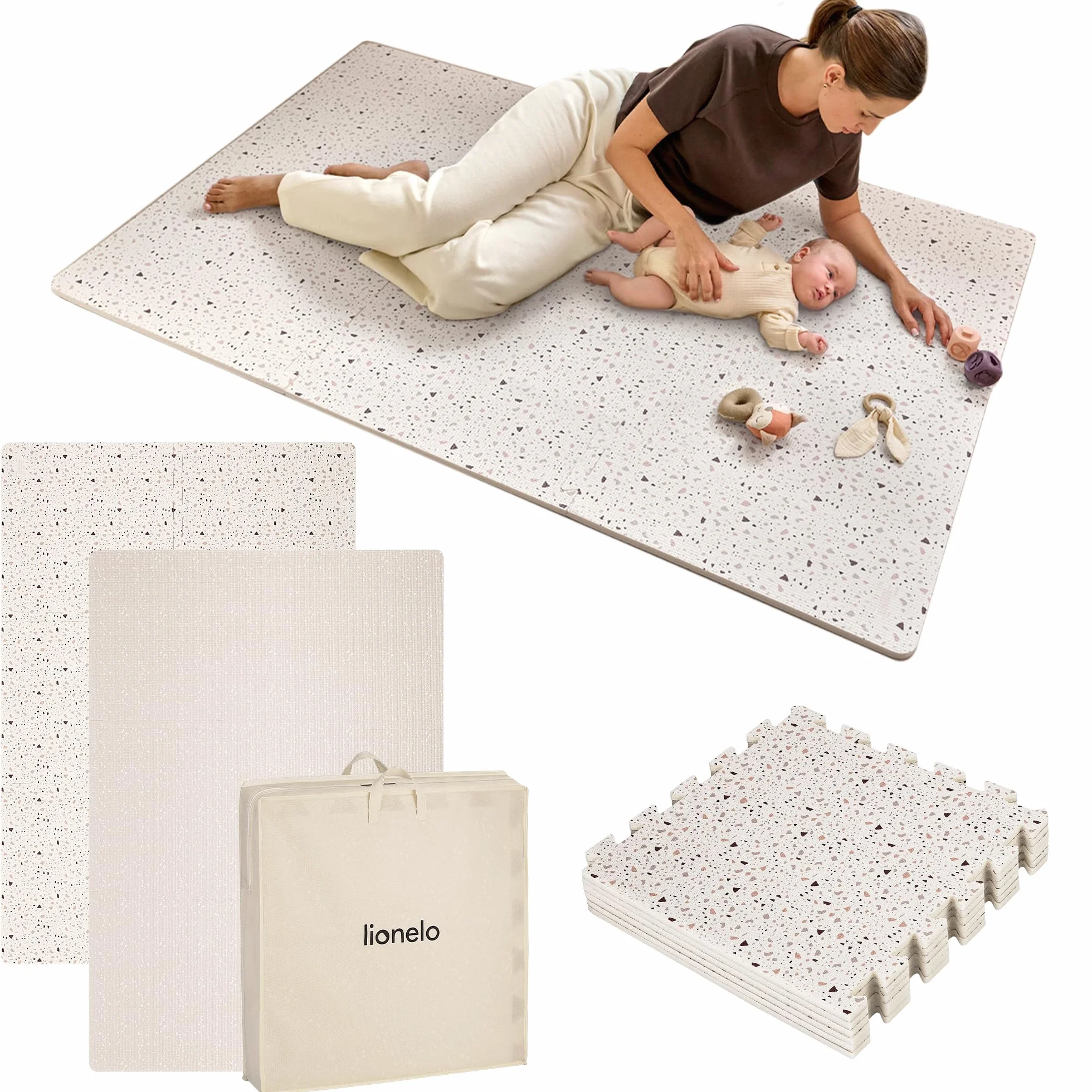 Lionelo YOKA Alfombra niños Puzzle de 6 Piezas para Gatear Doble Cara No tóxica Inodora Antideslizante Fácil de Limpiar 173 x 116 x 1,5 cm