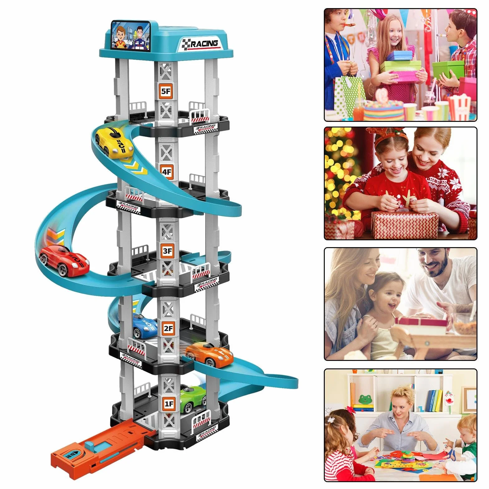 Pista De Garaje para Coches, Juego De Estacionamiento En Espirale, Vehículo De Tráfico Interactivo para Niños Y Niñas, Juego De Pistas De Garaje para Coches De, Garajes De Vehículos De Juegos