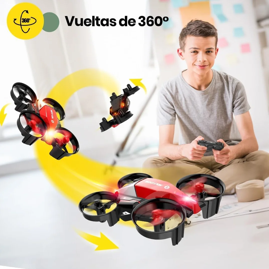 Holy Stone HS210F Mini Dron para Niños, Cuadricóptero RC 2 en 1 para Interior con Luces LED, Despegue/Aterrizaje, Giro 3D, 2 Baterías Modulares Seguras, Regalo para Niños y Niñas