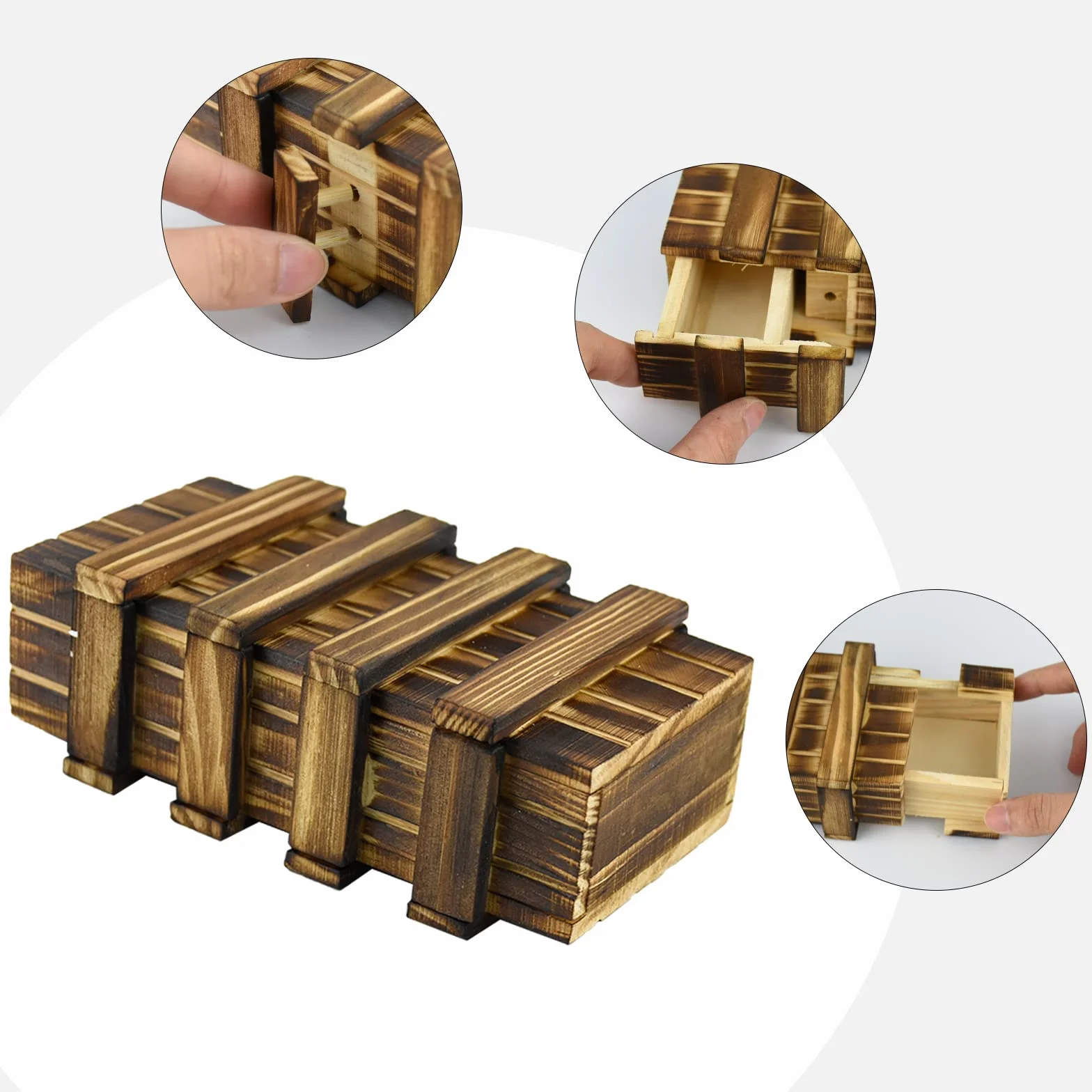 Caja Secreta Rompecabezas Madera, Caja Mágica Rompecabezas de Madera con 2 Compartimentos, Juegos de Logica Inteligencia, Caja Secreta Puzzles para Adultos Niños