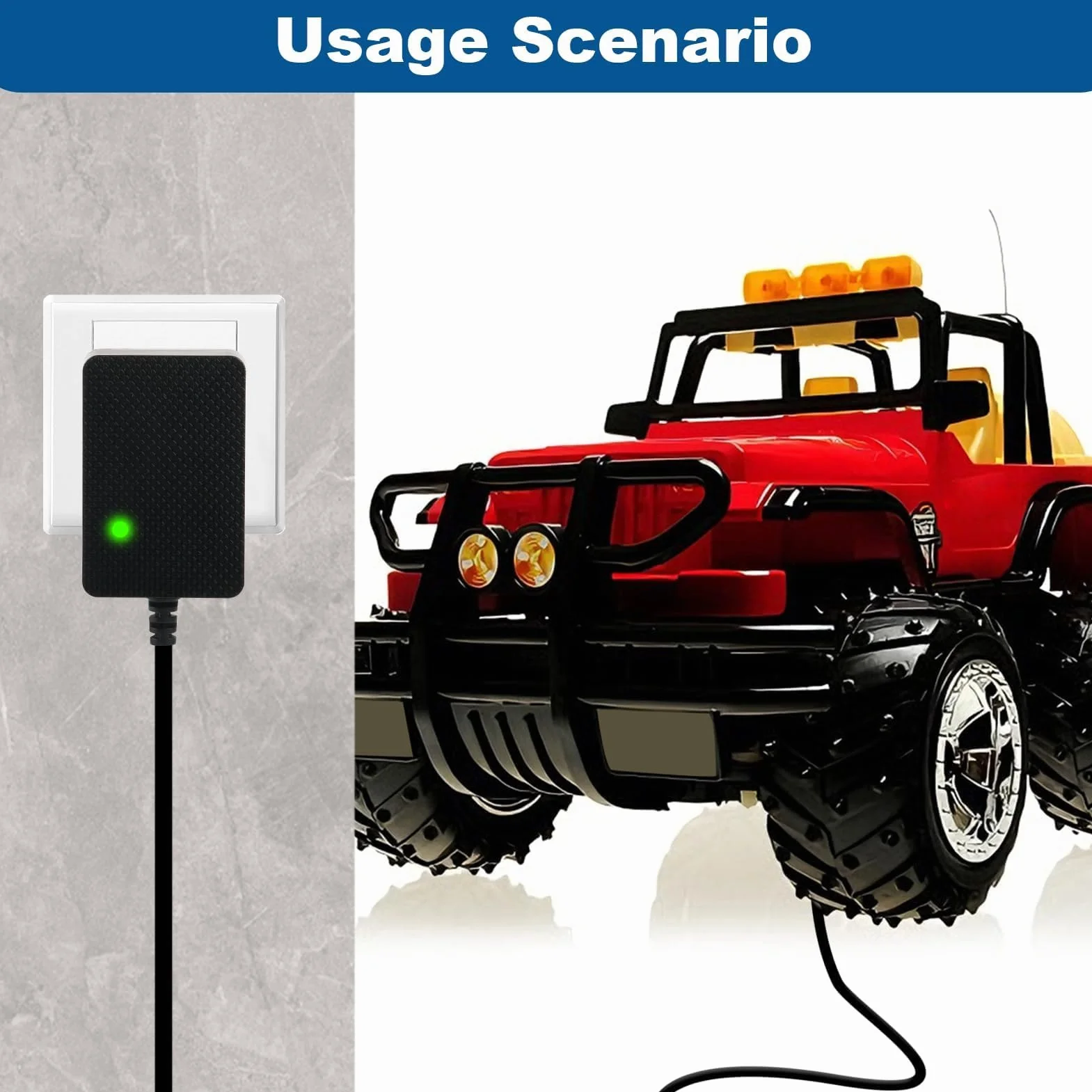 12V 1A Cargador para Coches Eléctricos Niños, Adaptador de Corriente EU para Juguetes Eléctricos SUV, ATV, Moto, Quad, Tractor y Otros 12V 1000mA Vehículos Infantiles, Cable 1.5 m Negro