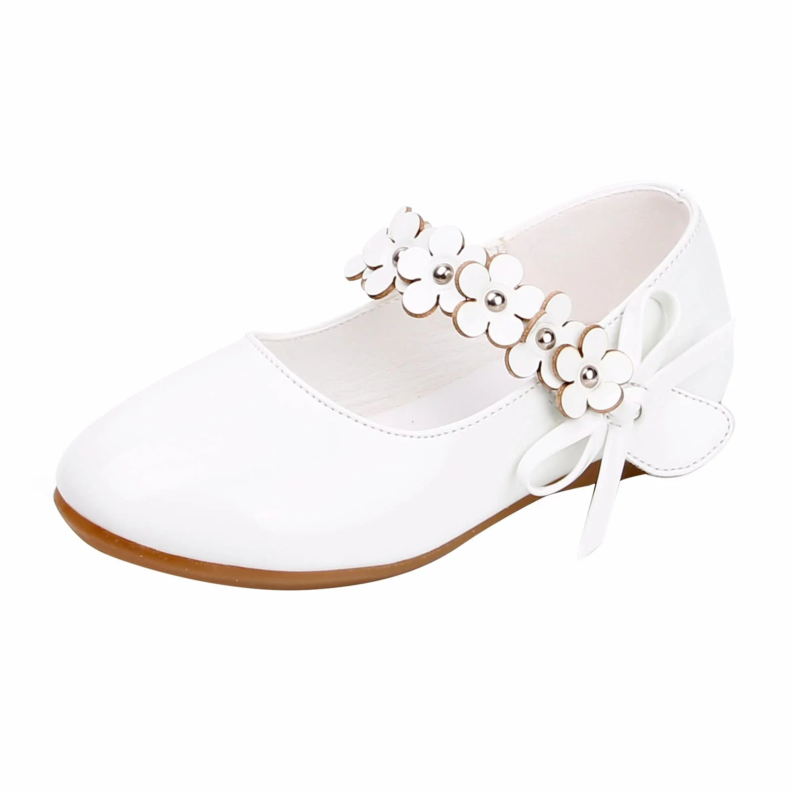 Zapatos de noche para niñas, zapatos de vestir planos y ligeros, con perla y flor, para comunión y cumpleaños