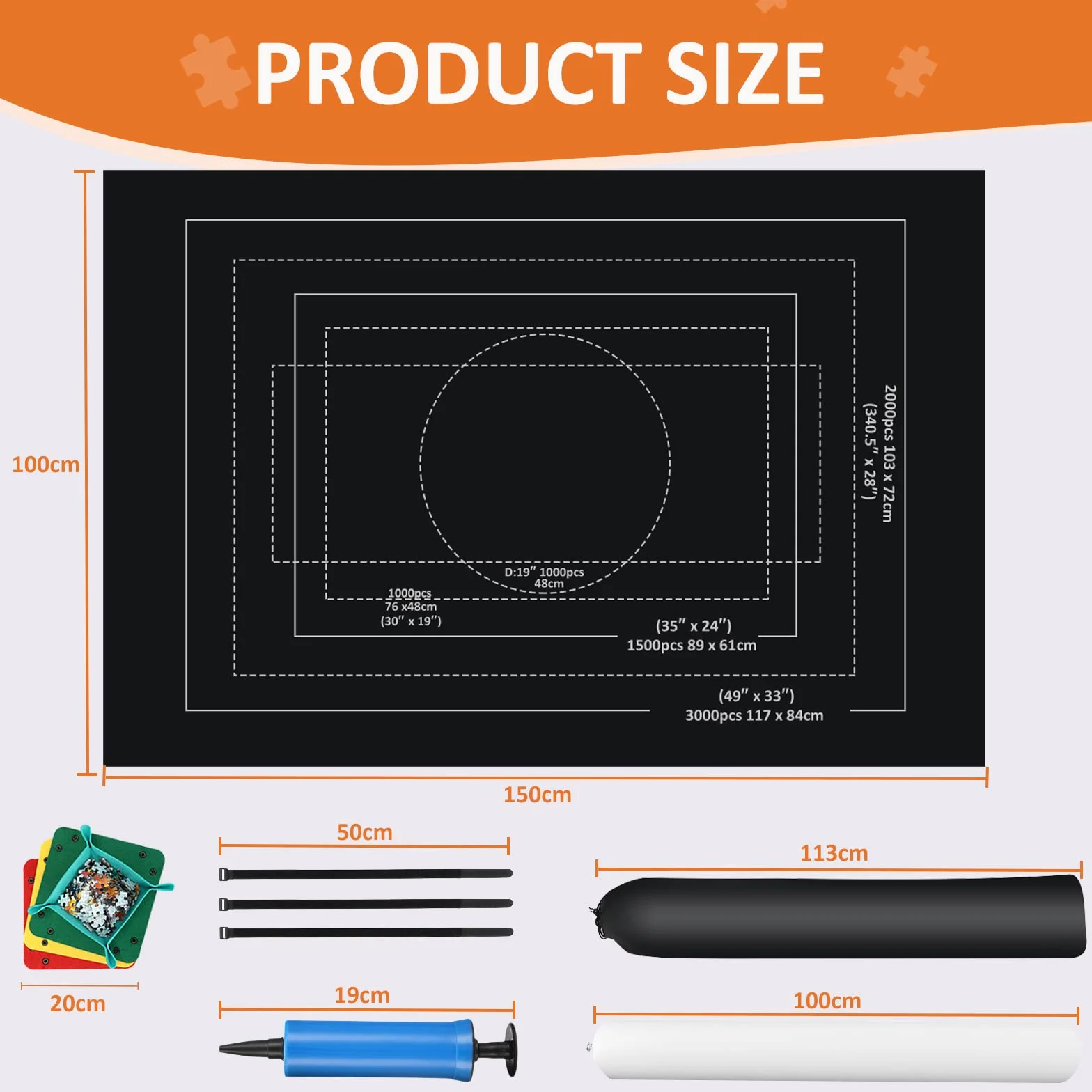 Tapete Puzzle, Tapete para Enrollar Puzzles, Tapete para Puzzles 3000 Piezas, Puzzle Mat Negro,Estera de Rompecabezas Portátil, Puzzle Mat Roll