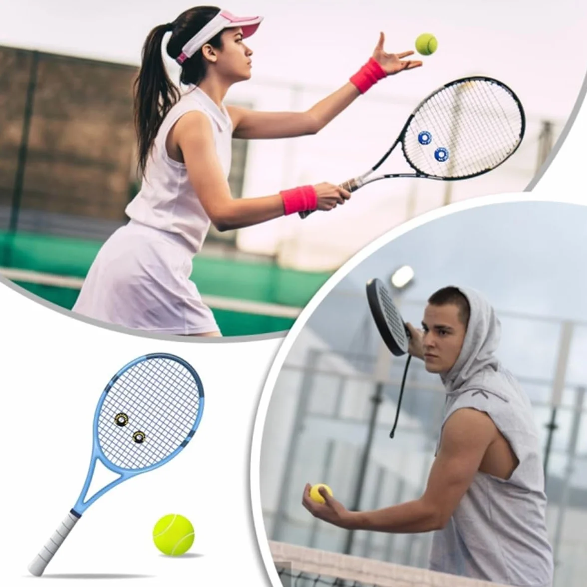 Amortiguador de Vibración para Raqueta de Tenis 8 Piezas Goma Suave Absorbedor de Impacto