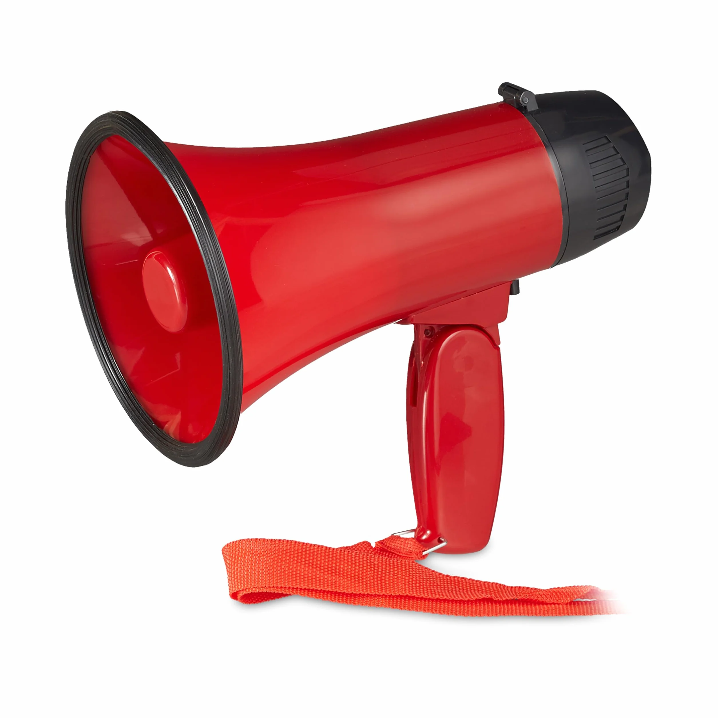 Relaxdays Megáfono 10 W Cuerno de Buey Mango Plegable Correa Plástico Rojo