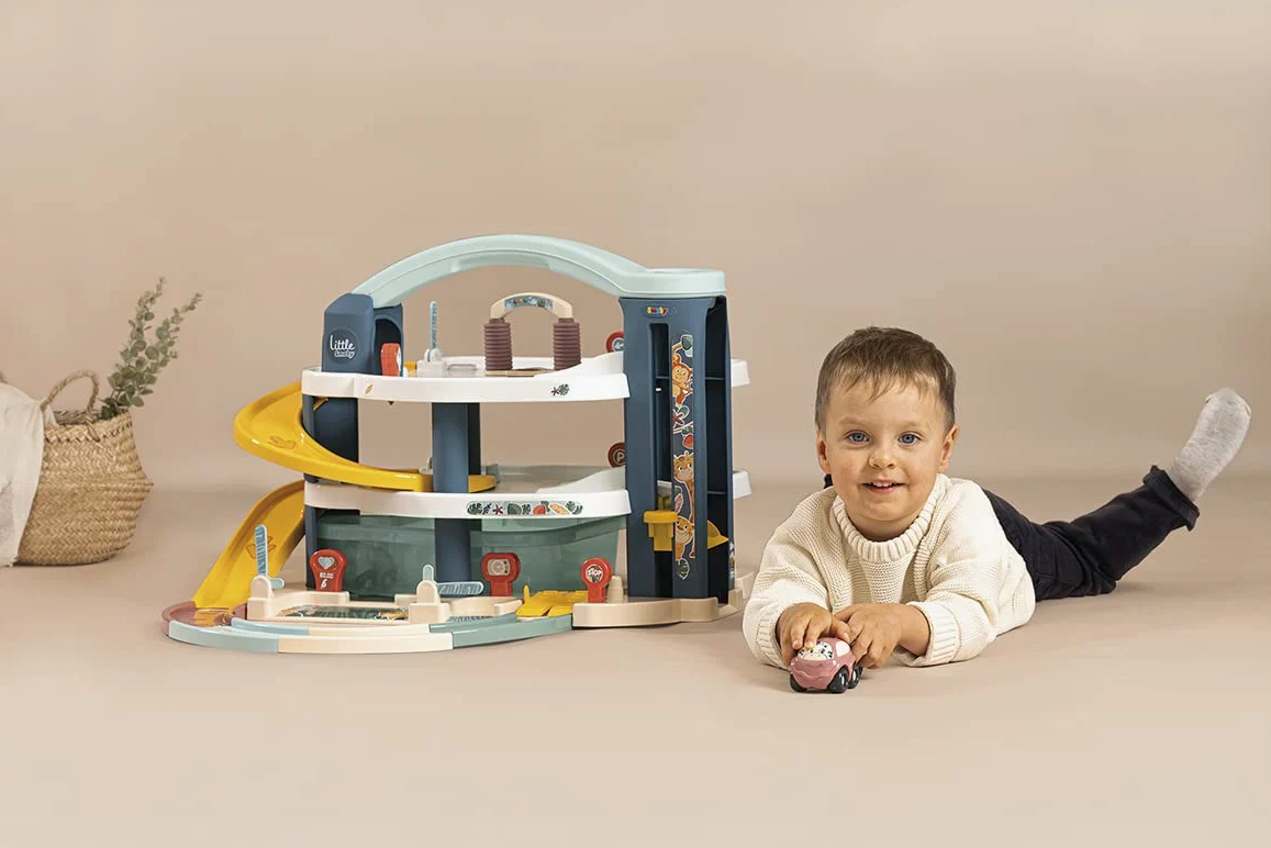Little Smoby Garaje Grande 3 Niveles, Coche y helicopteros incluidos (7600140203)