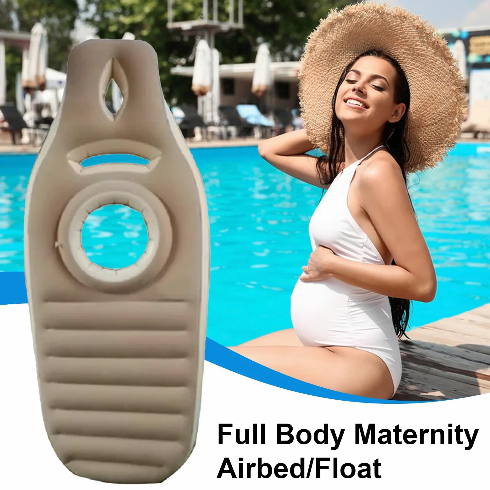 Flotador de piscina para mujer embarazada, balsa antideslizante para maternidad, tumbona de playa para embarazo, tumbona de playa de PVC grueso, con agujero para el vientre para mujer, patio trasero y