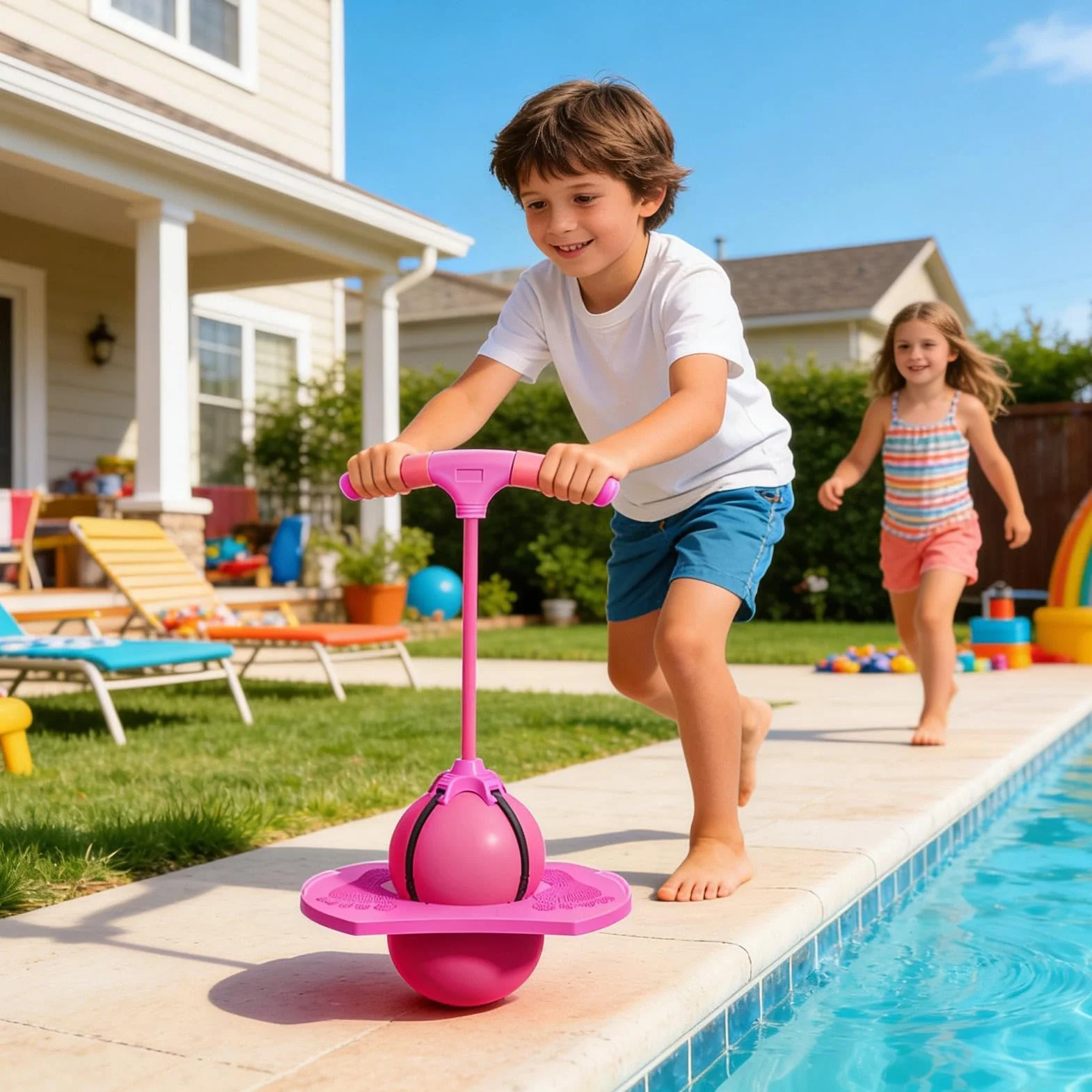 Pelota De Salto con Asa, Pelota De Equilibrio Elástica Antideslizante, Pelotas De Rebote Y Bomba De Aire Incluida, Ejercicio De Coordinación Mano-pie, para Adultos Y Niños