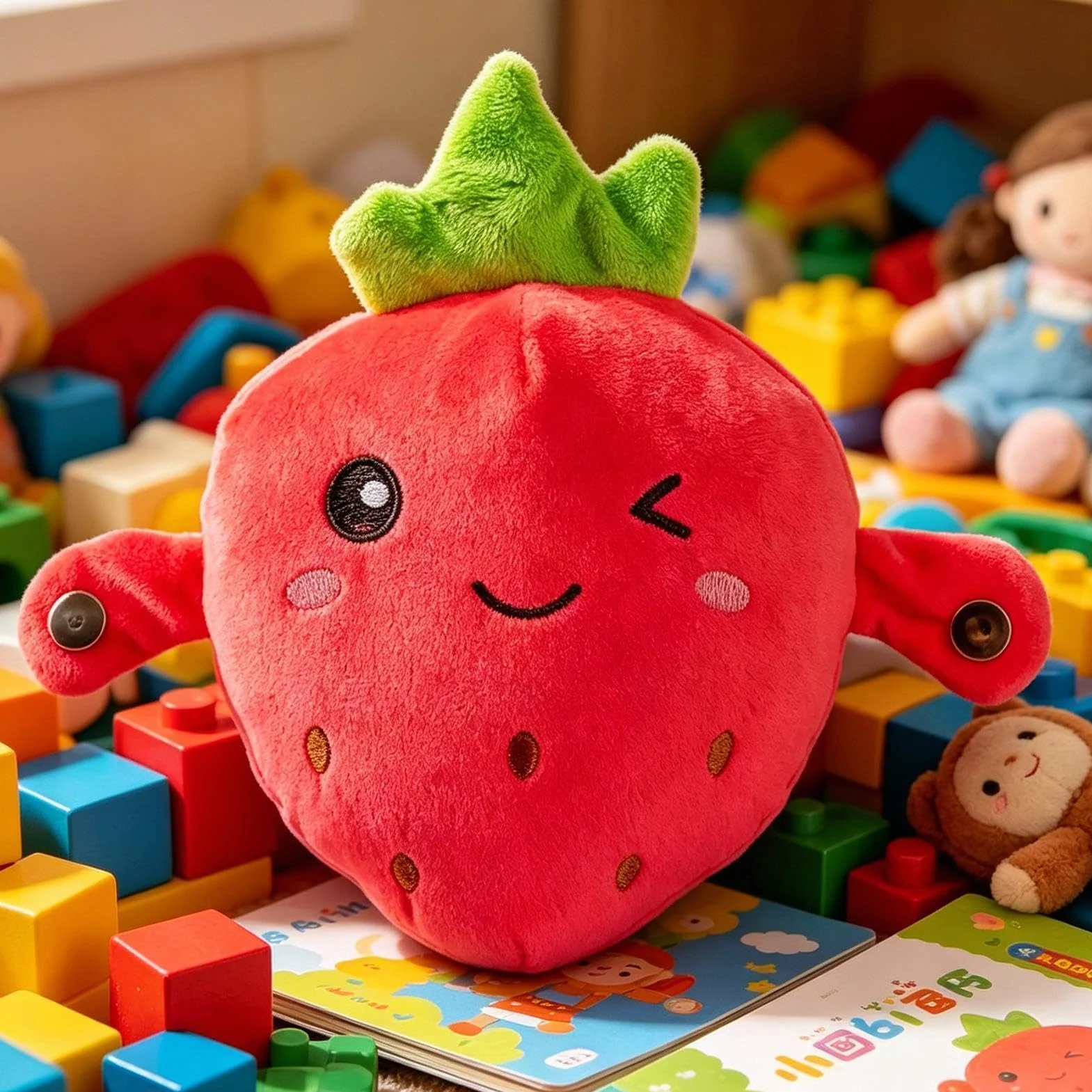 Genérico Peluche Interactivo Musical Fresa, Lindos Juguetes Sensoriales Musicales Fresa, Peluches Interactivo Fresas con Sonidos, Juguetes Peluche Sensor Táctil Música Fresas, para Niñas & Niños