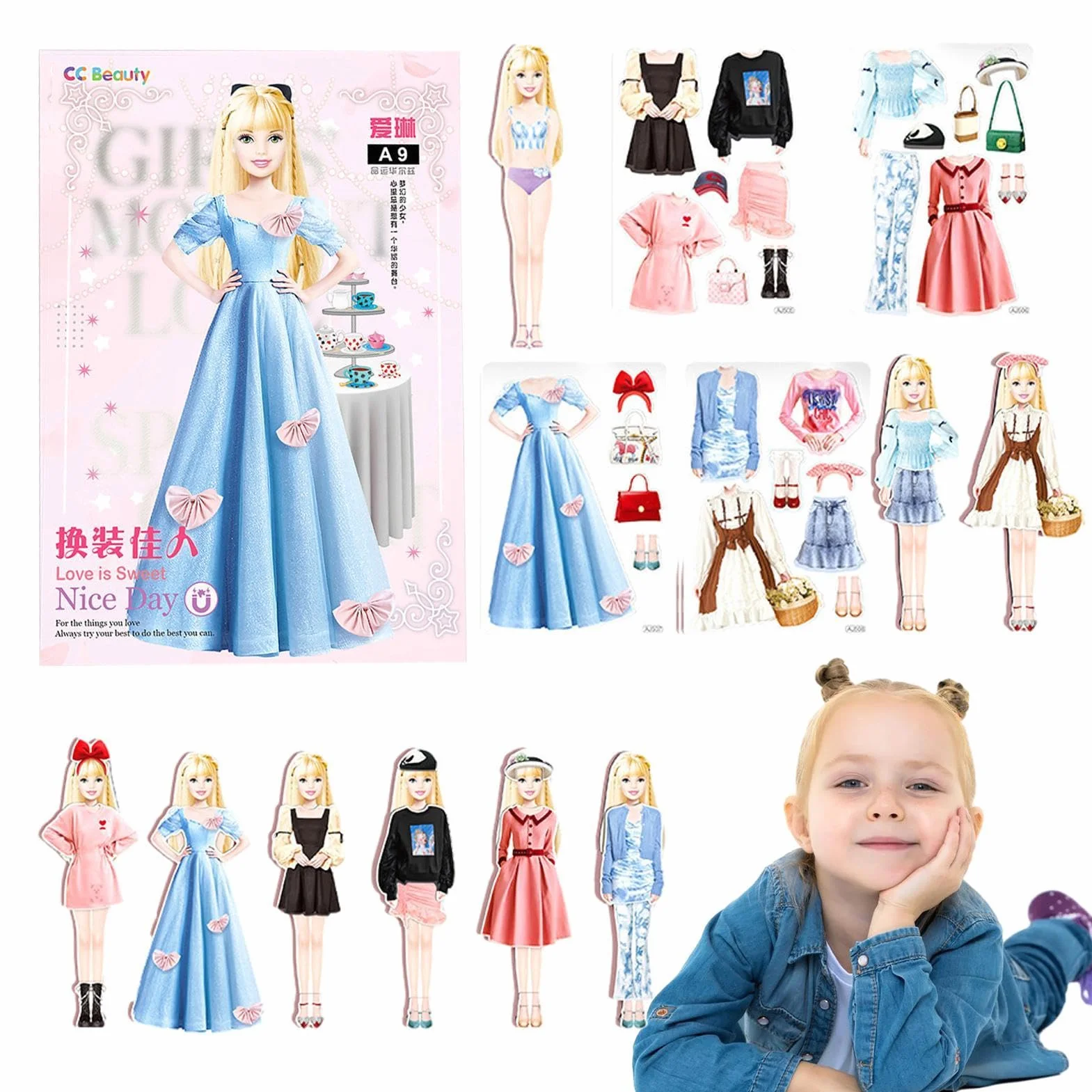 Muñecas de Vestir magnéticas,Vestir magnéticas | Juego de Combinar Ropa Relajante y ,Rompecabezas magnético portátil para Vestir, sin Rebabas, Regalo de cumpleaños y Navidad para niñas
