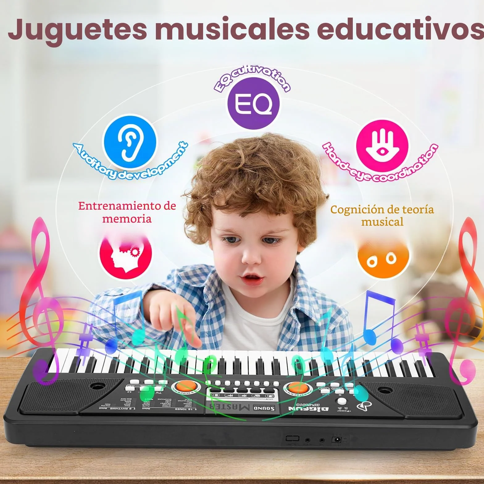 m zimoon Teclado Pianos 49 Teclas, Piano Electrónico con micrófono, Electrónico Música Teclado Piano Cumpleaños Regalos del día de Navidad Edad para Niños de 3 a 12 Años, Niñas y Niños