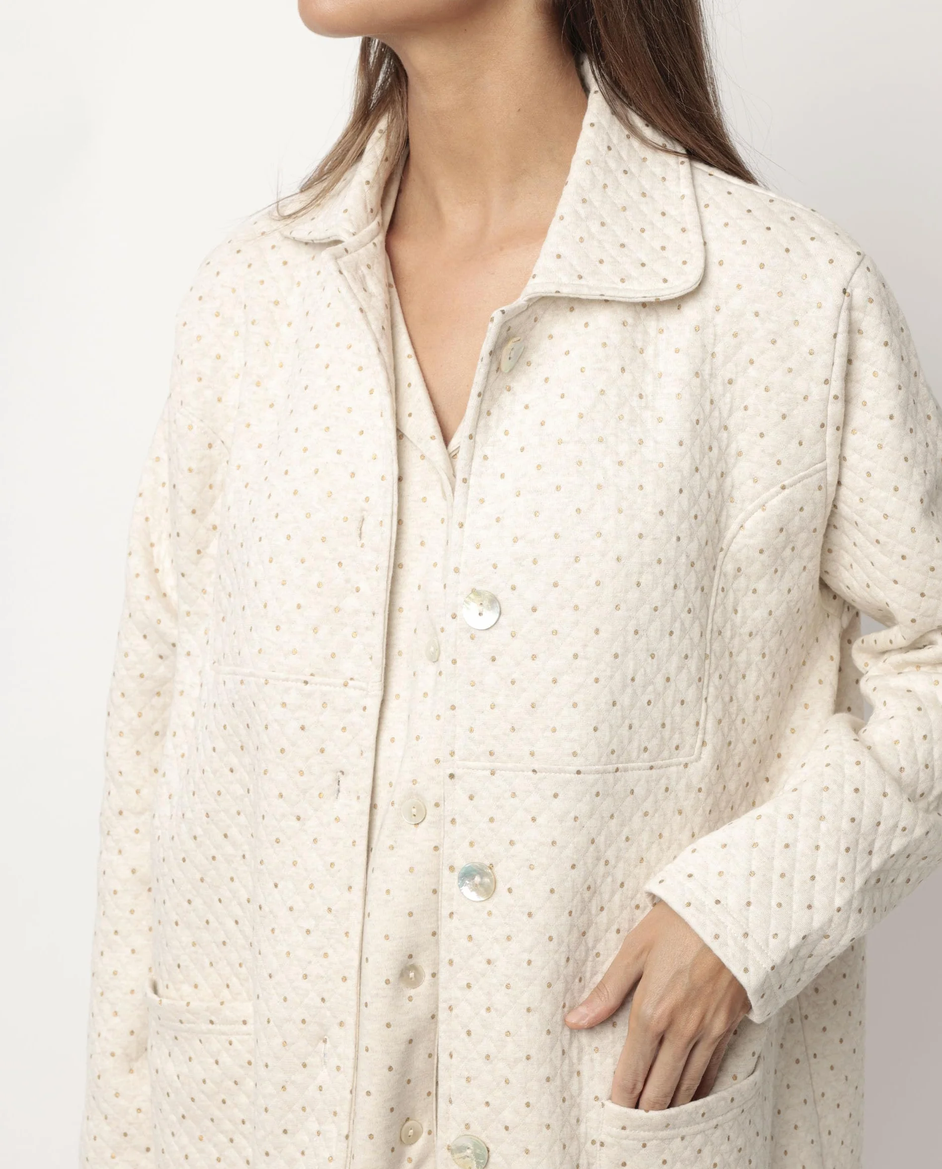 ADMAS classic bata manga larga botones organic dots mujer