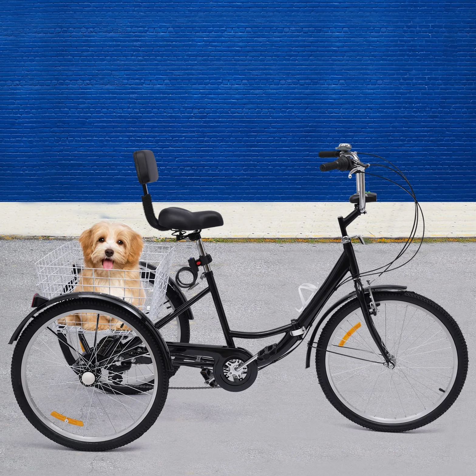 Triciclo plegable para adultos, 24 pulgadas, bicicleta de 3 ruedas, 7 velocidades, con cesta de la compra, triciclo para adultos, personas mayores, mujeres