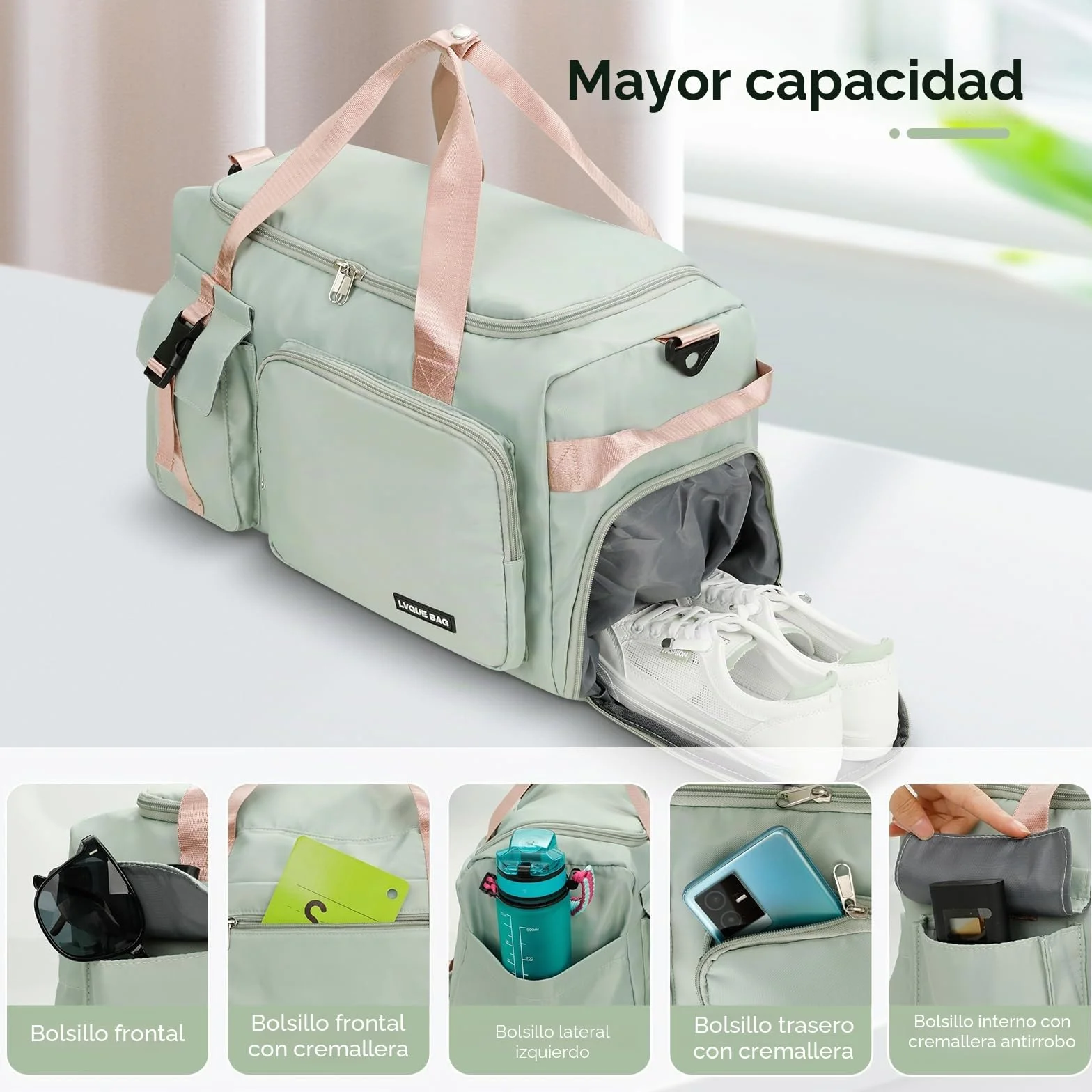 Cozary Bolsa Deporte Hombre Mujer - Tela Oxford Impermeable - Bolsa de Gimnasio 3 en 1