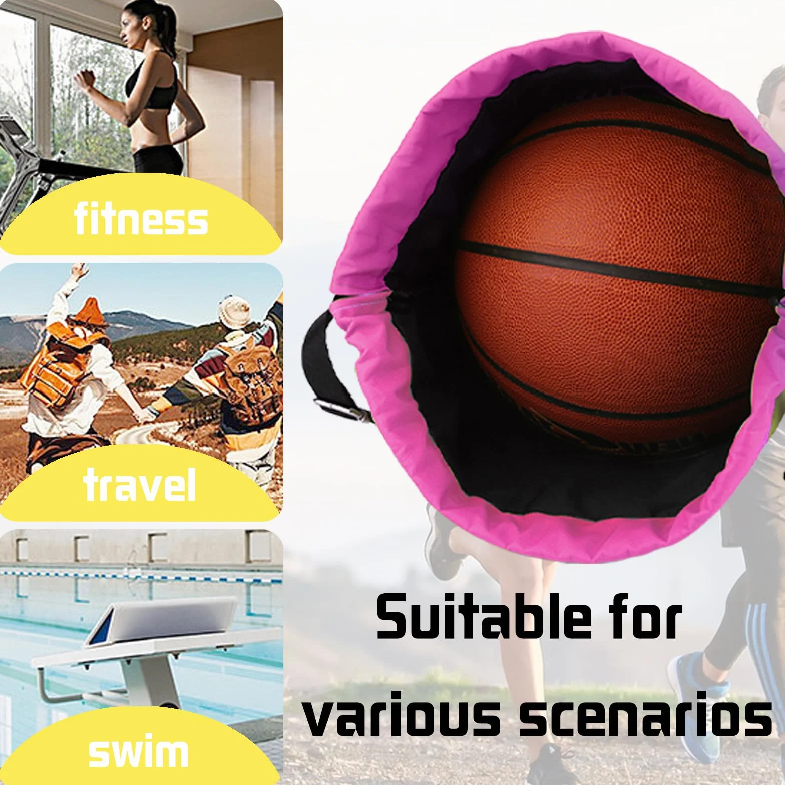 Mochila Cuerdas Impermeable Gran Capacidad para Mujer Hombre Yoga Deporte Viaje