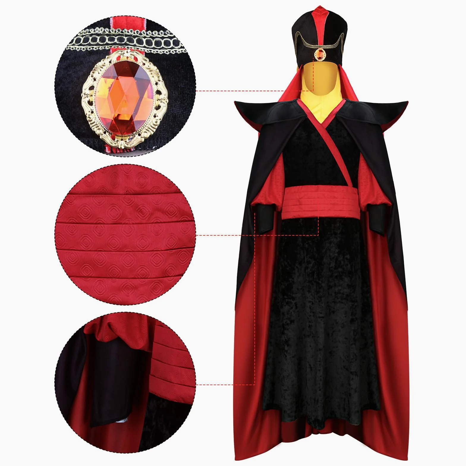 Adulto Cosplay Disfraz de Villano Árabe Túnica Capa Turbante Accesorios para Hombres Halloween Carnaval Fiesta Traje