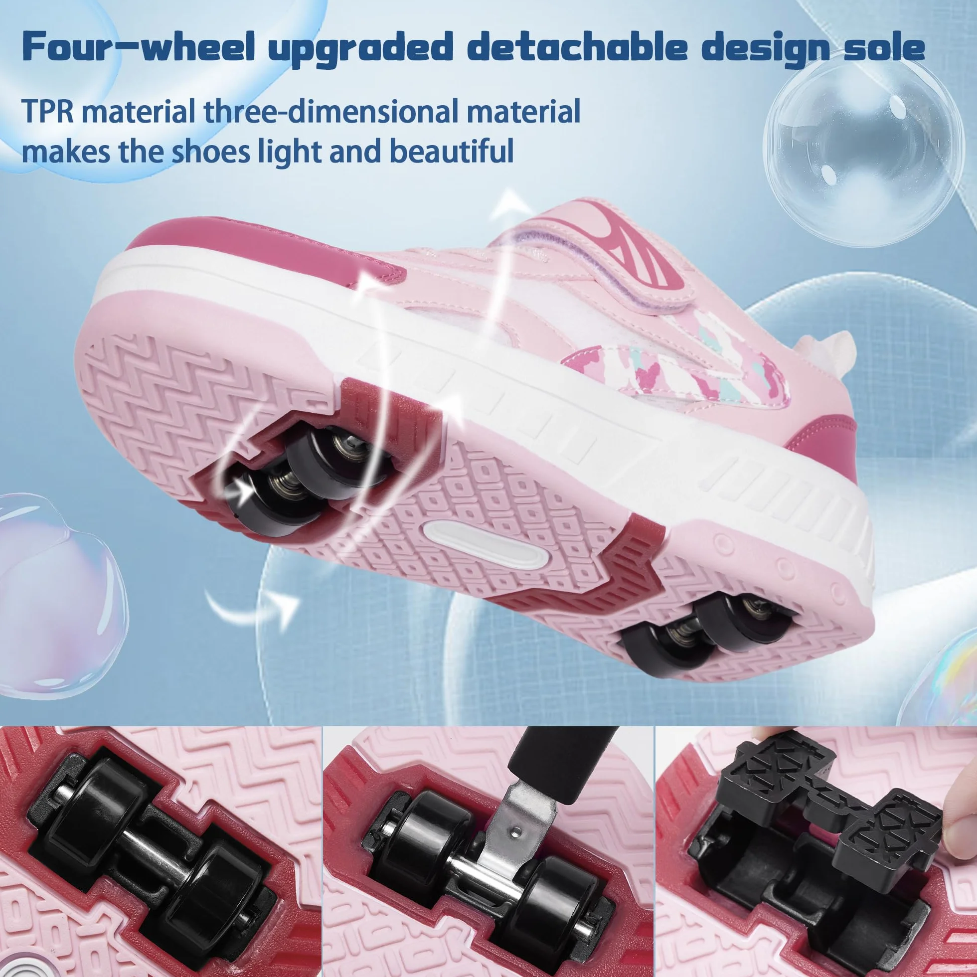 Patines de Ruedas 2 en 1 Zapatos con Ruedas para niños y niñas Zapatillas de Skate