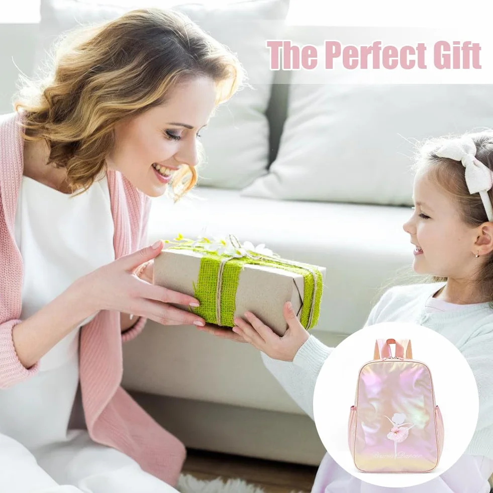Bolsa de Ballet Láser Rosa Mochila de Bailarina para Niños Almacenamiento de Ropa y Zapatos