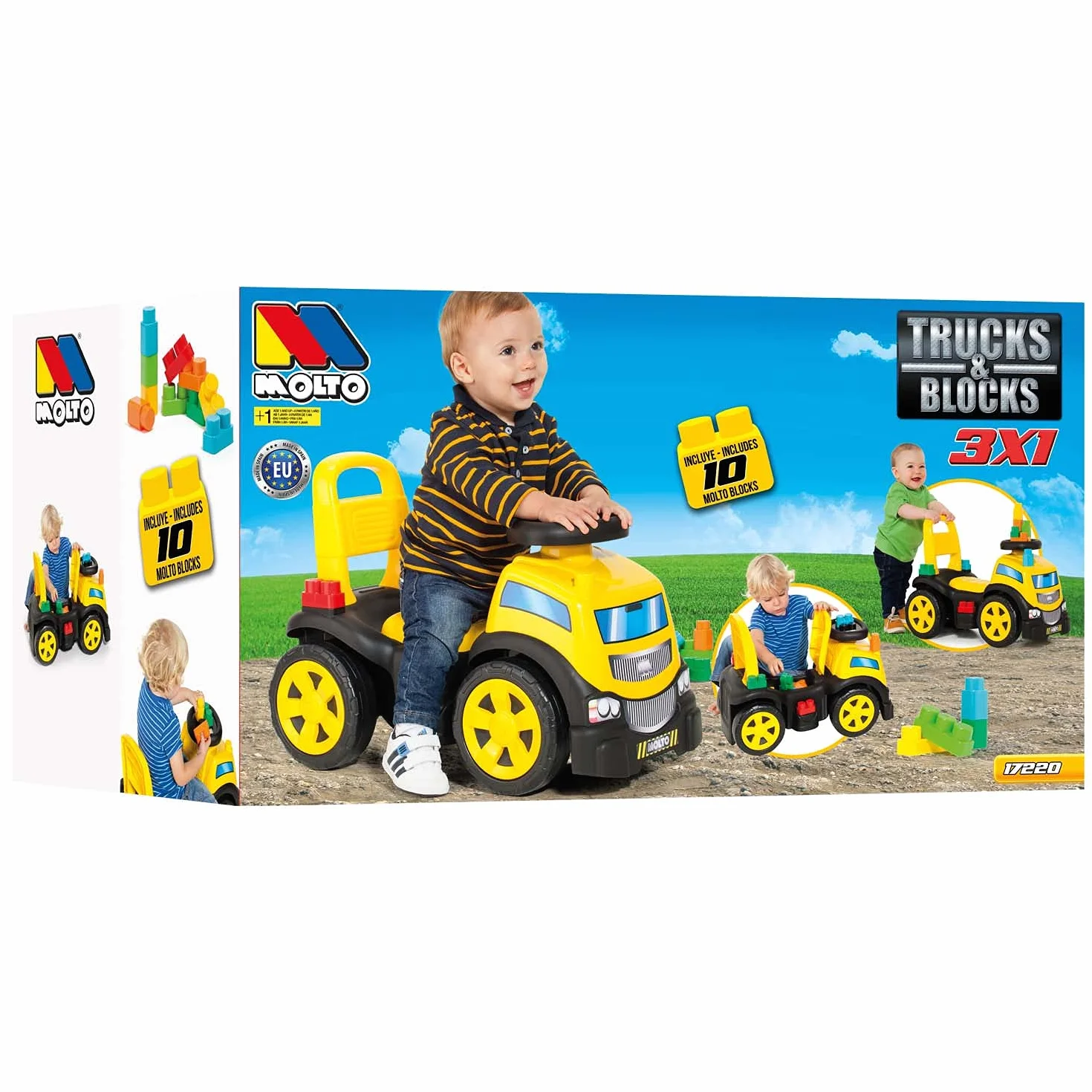 MOLTO | Correpasillos 3 en 1 con Juego de Bloques | Corre Pasillos Todoterreno | Juguetes Infantiles Seguros y Resistentes | Fomenta el Desarrollo de Niños y Niñas | +10 Meses