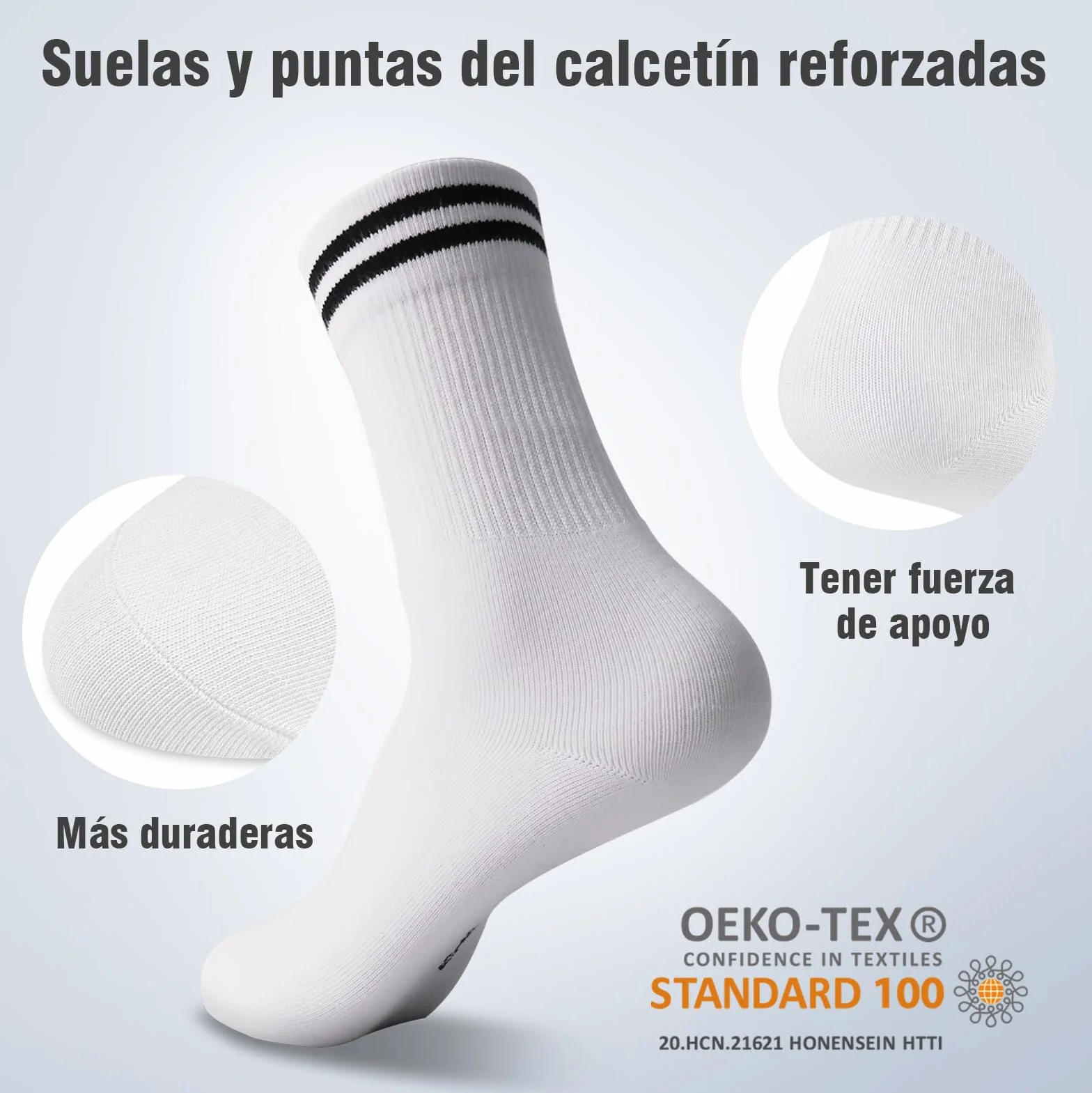 Calcetines hombre deporte algodón blanco pack 4/8