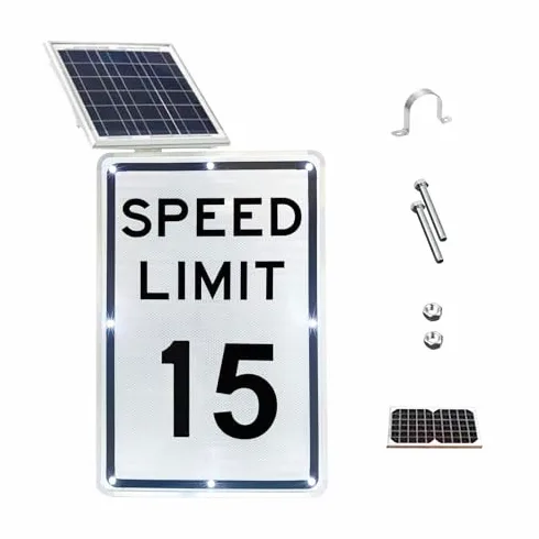 Señal solar LED intermitente de límite de velocidad, 5-95 MPH seleccionable, aluminio reflectante de 18 x 24 pulgadas, IP65 resistente a la intemperie, señal de tráfico de fácil montaje, vida útil LED