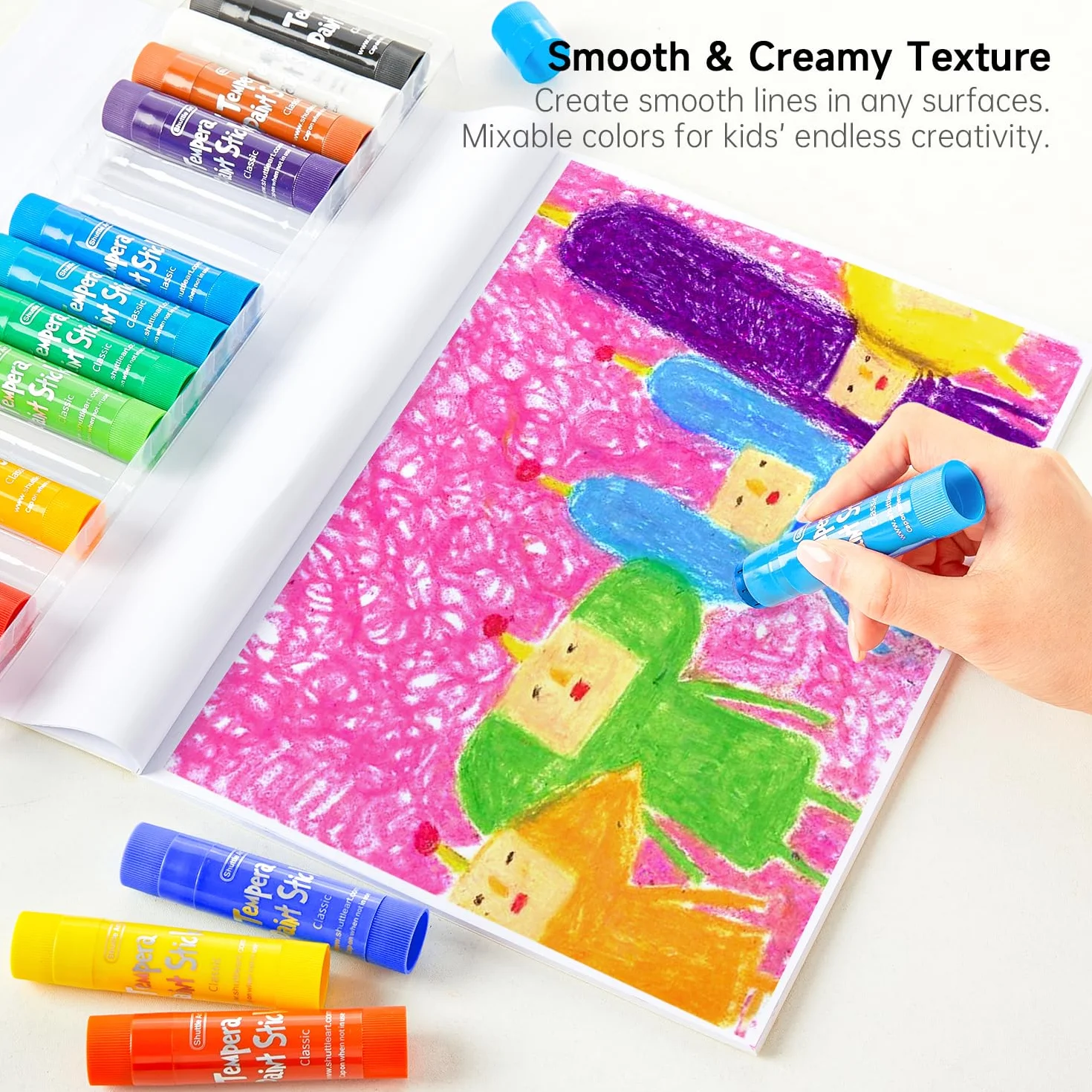 Palillos de pintura de témpera, 15 colores, pintura de témpera sólida para niños, secado súper rápido, pintura lavable, funciona muy bien en papel, madera, vidrio, cerámica y lienzo