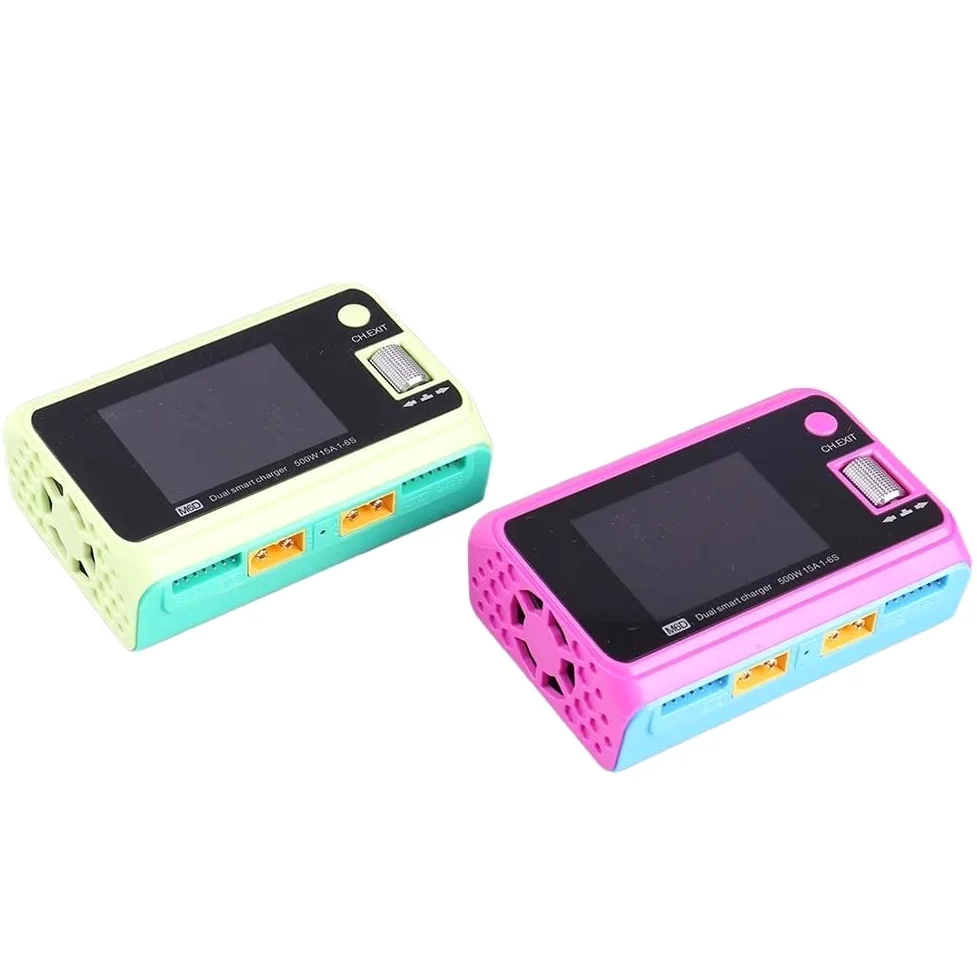 Cargador de equilibrio de doble canal de 500 W con refrigeración optimizada y puerto USB para baterías de litio 6S y compatibilidad de modelos de aviones (C)