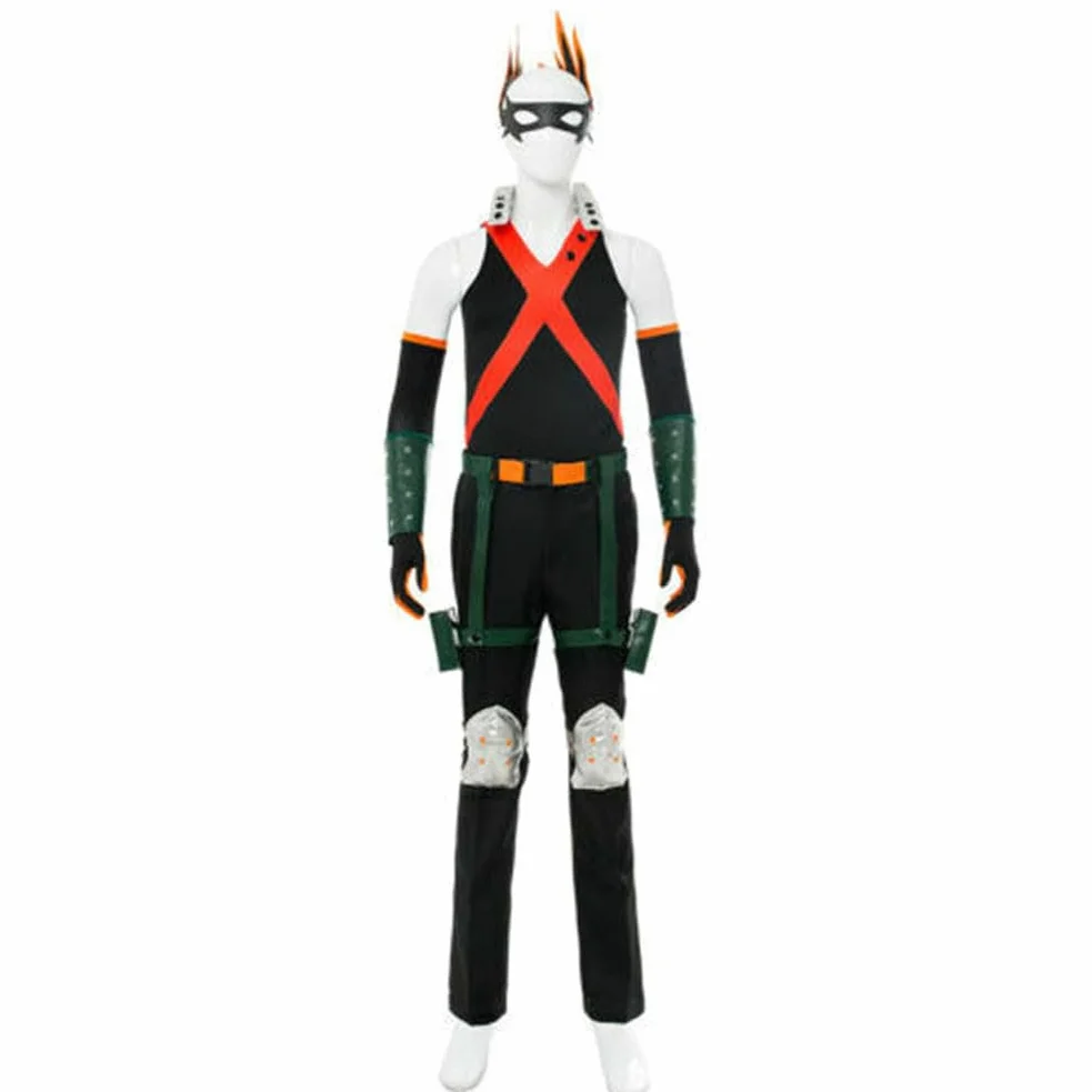 Zhongkaihua MHA - Disfraz de anime Bakugou Katsuki, conjunto completo de una sola pieza para Halloween, carnaval, fiesta, disfraz