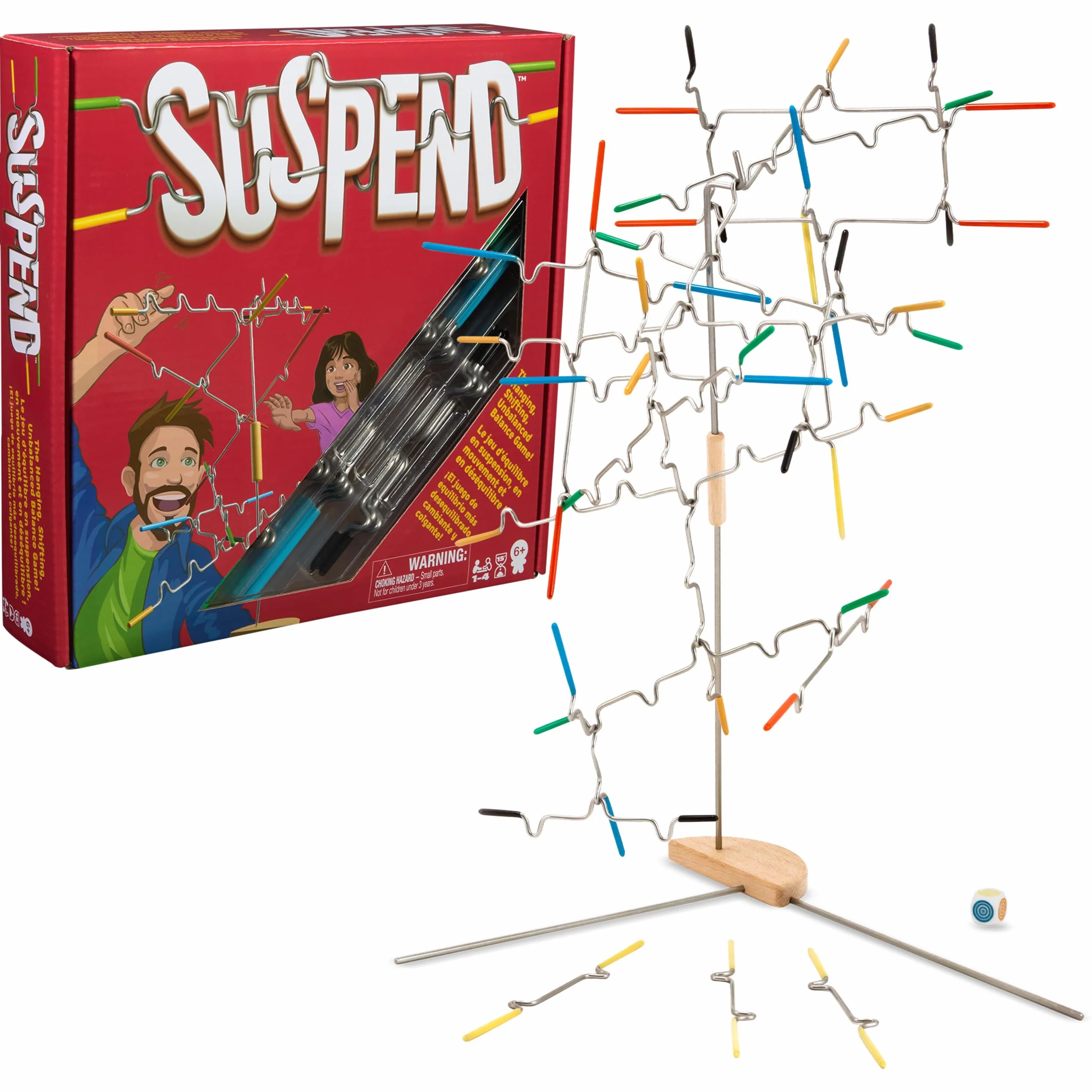 Spin Master Games, Suspend, un juego familiar de equilibrio de manos difíciles y constantes, actividad divertida para niños, adultos y noche de juego familiar, juguete de aprendizaje, 1-4 jugadores