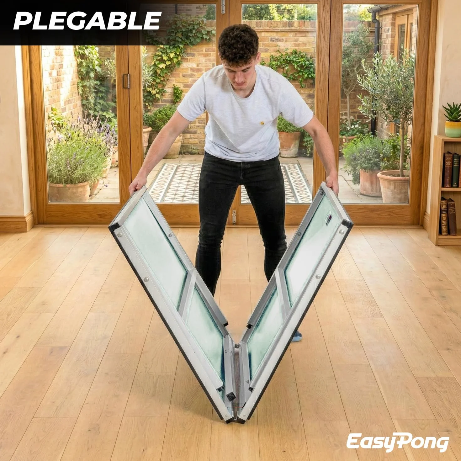 Mesa de Ping Pong Azul Original Cup EasyPong 182x91cm Fácil de Transportar Exterior Interior 2 Raquetas 4 Pelotas Tenis de Mesa