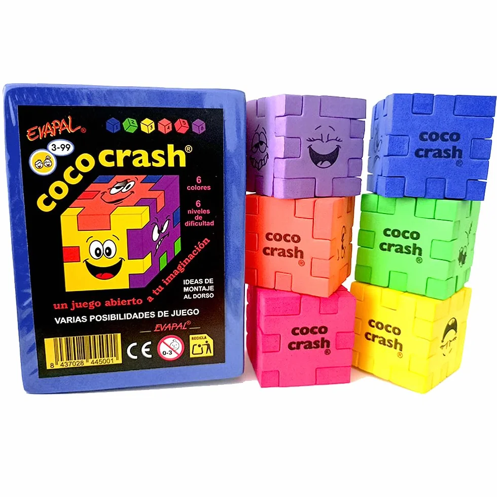 Set de 6 Puzzles 3D Cubo de Goma EVA, 6 Niveles de Dificultad, Juego de Ingenio y Desafío Mental, Coco-Crash EVAPAL