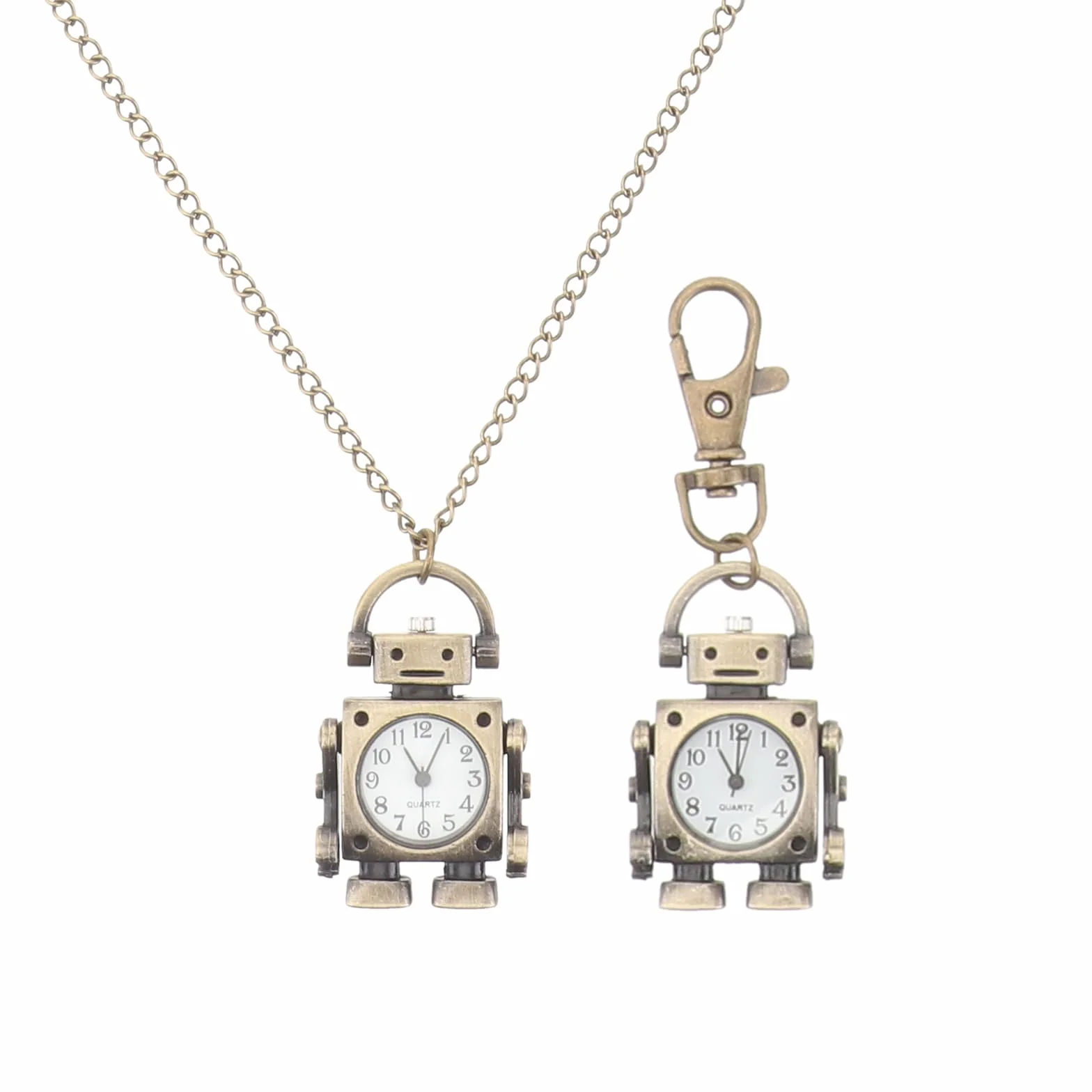 Reloj De Bolsillo Robot Vintage con Llavero Y Cadena