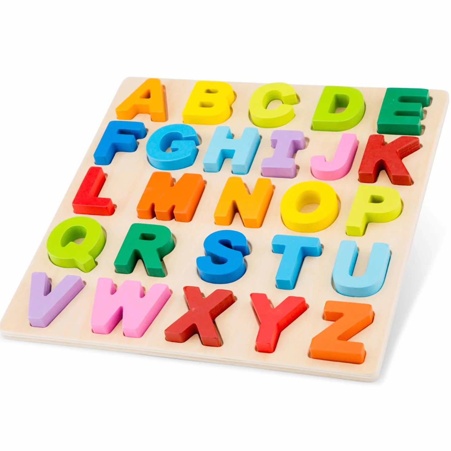 Puzzle Alfabeto Madera Montessori Letras Mayúsculas Aprender ABC Lectoescritura Preescolar A Partir de 2 Años