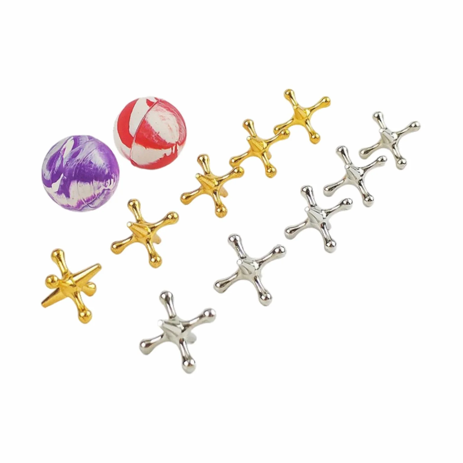 Colcolo Jacks Juego de Mesa Metal, Retro, Jacks y Bouncy Ball Set Old School Jax Juego para favores y Family Game Night