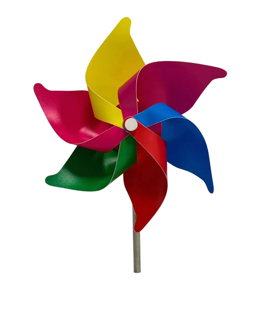 Molinillo de viento generico para jardín, 20 cm de diámetro, extensible hasta 72 cm, metal, colores arcoíris, resistente