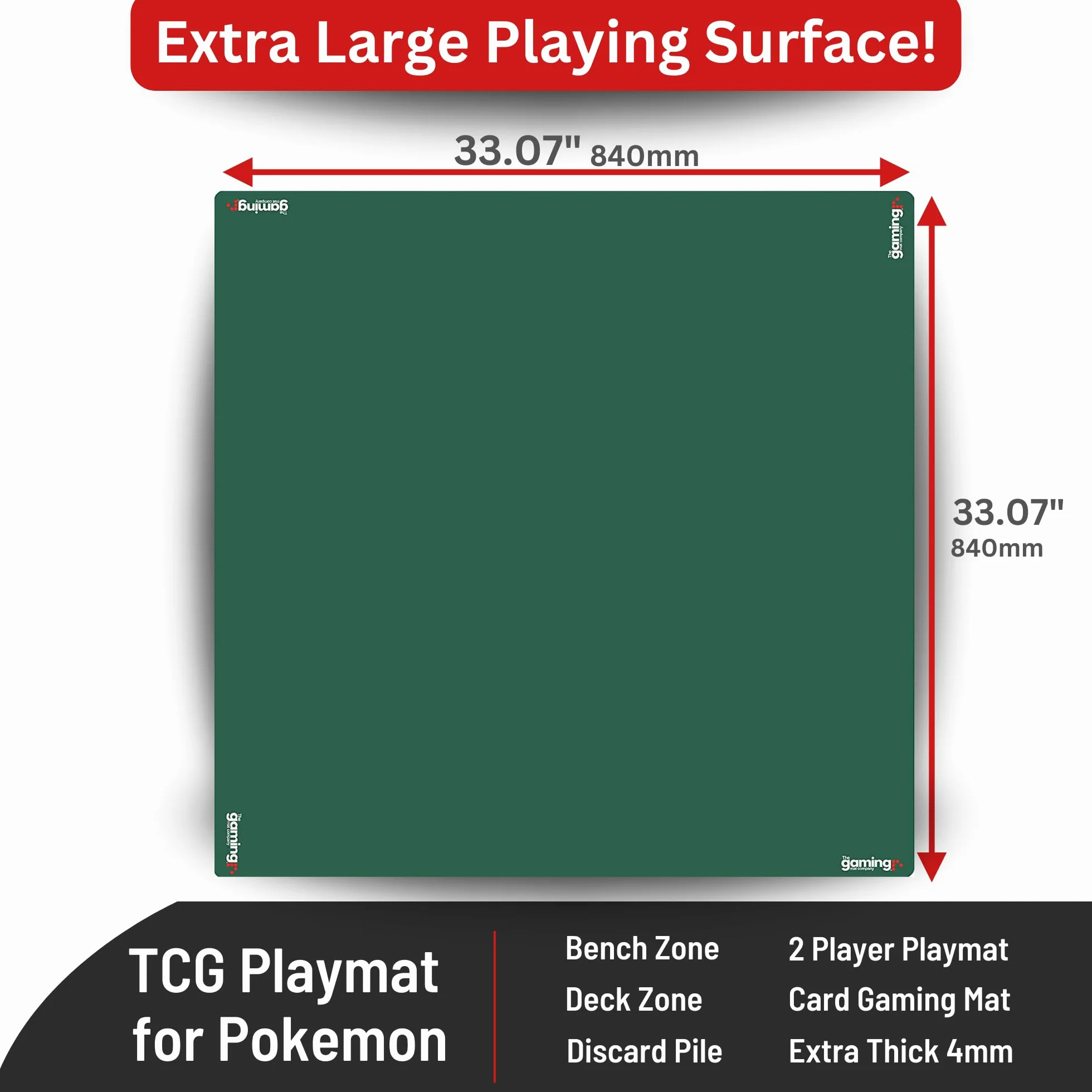 The Gaming Mat Company Tapete de Mesa de póquer, dominó, Puente y Mahjong, Color Verde, 33 x 33 Pulgadas, Cubierta de Mesa icubierta de Mesa Impermeable para Juegos