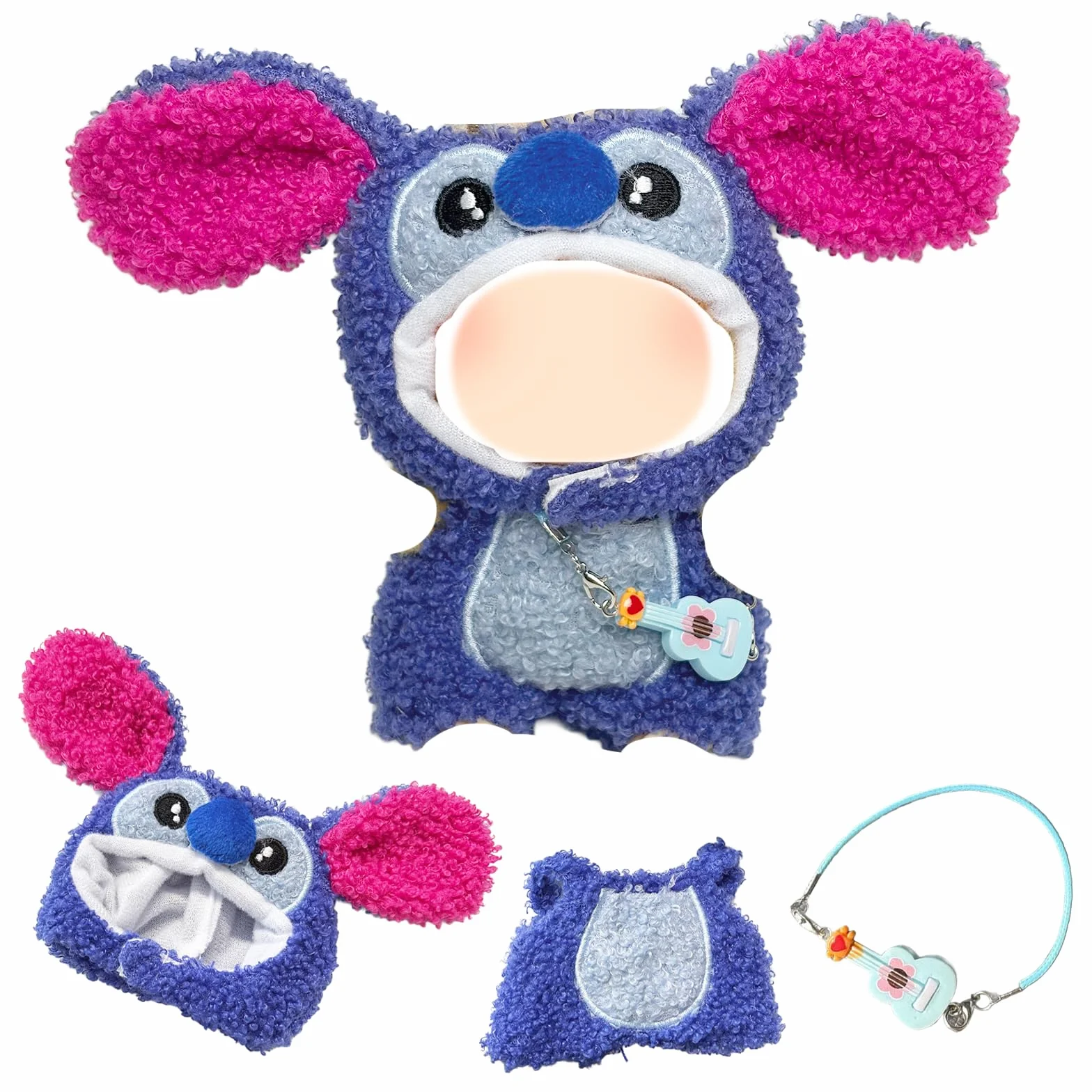 3 piezas de ropa de muñeca azul para muñecas de 17 cm, los juegos de accesorios de muñeca incluyen 1 mameluco, 1 sombrero, 1 colgante para niña, para los mejores regalos, sin muñeca