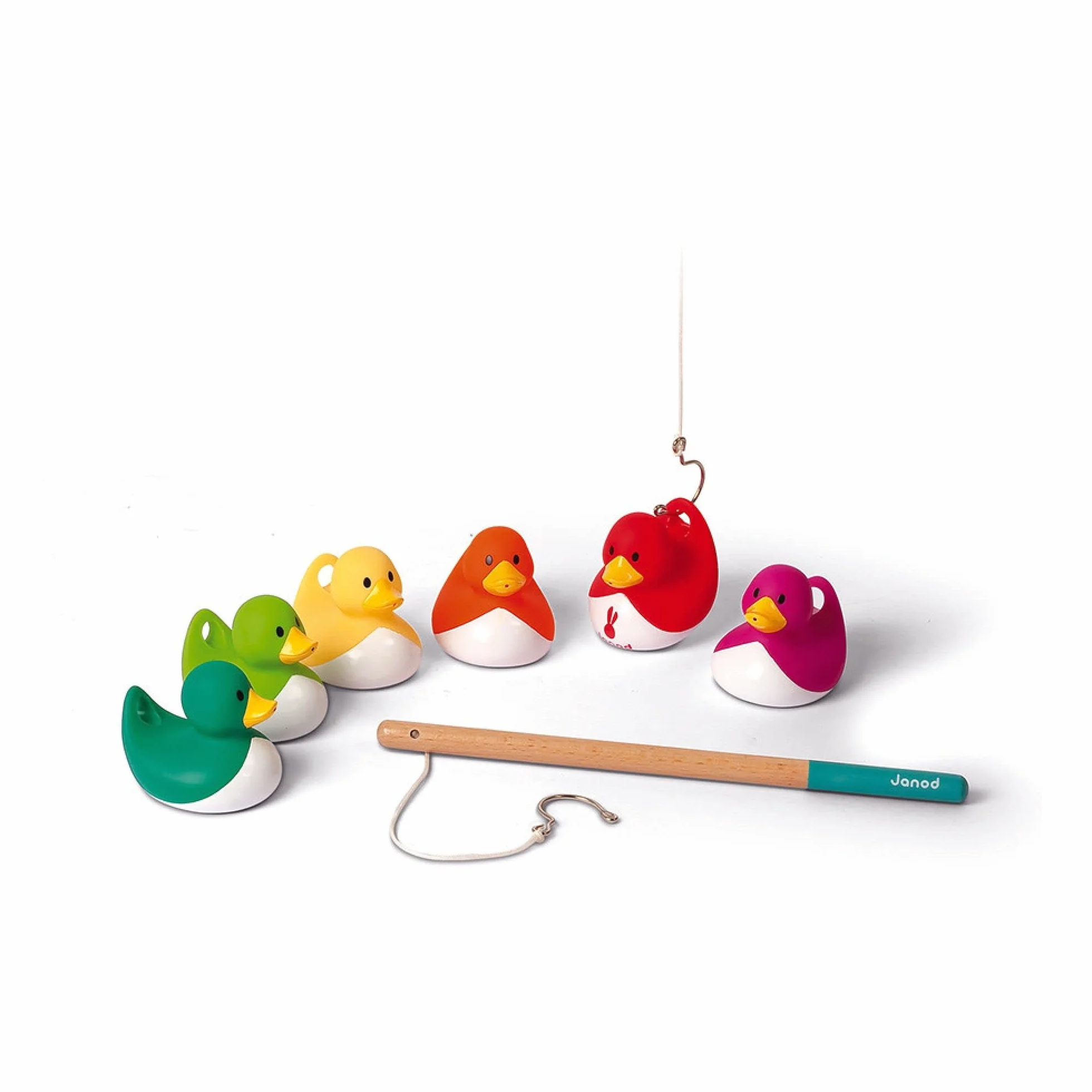 Janod Juego de Pesca Patos Ducky Multicolor 6 Patos 2 Cañas Pescar