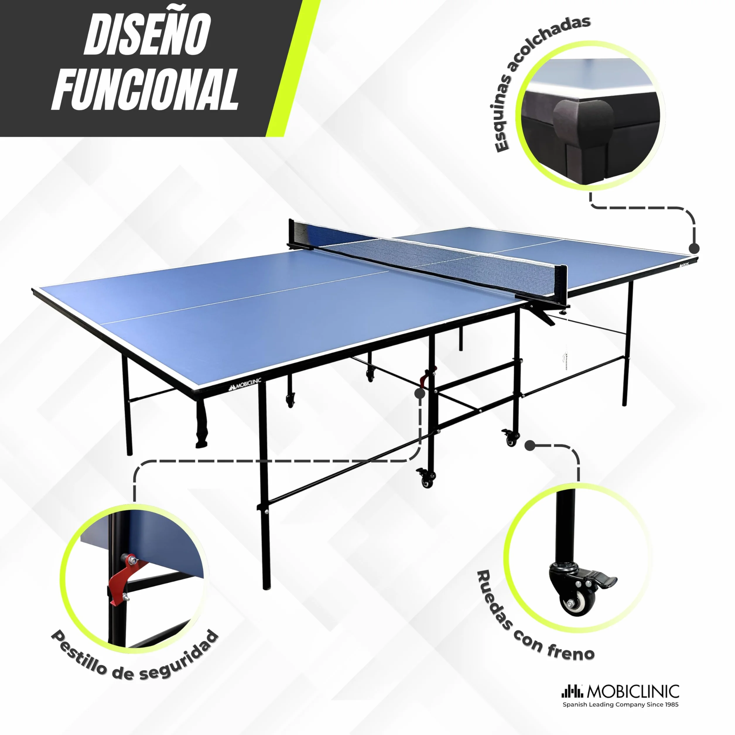 Mobiclinic Mesa de Ping Pong Plegable 274x152.5x76 cm Tokyo Azul
