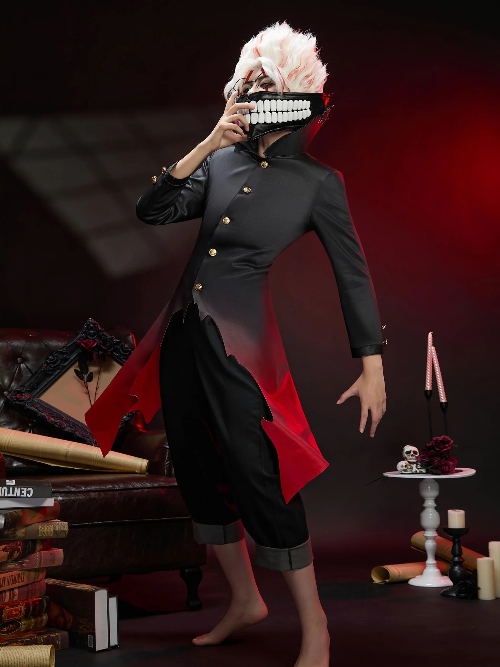 Cosplay.fm Disfraz de anime para hombre, uniforme y pantalones con cinturón