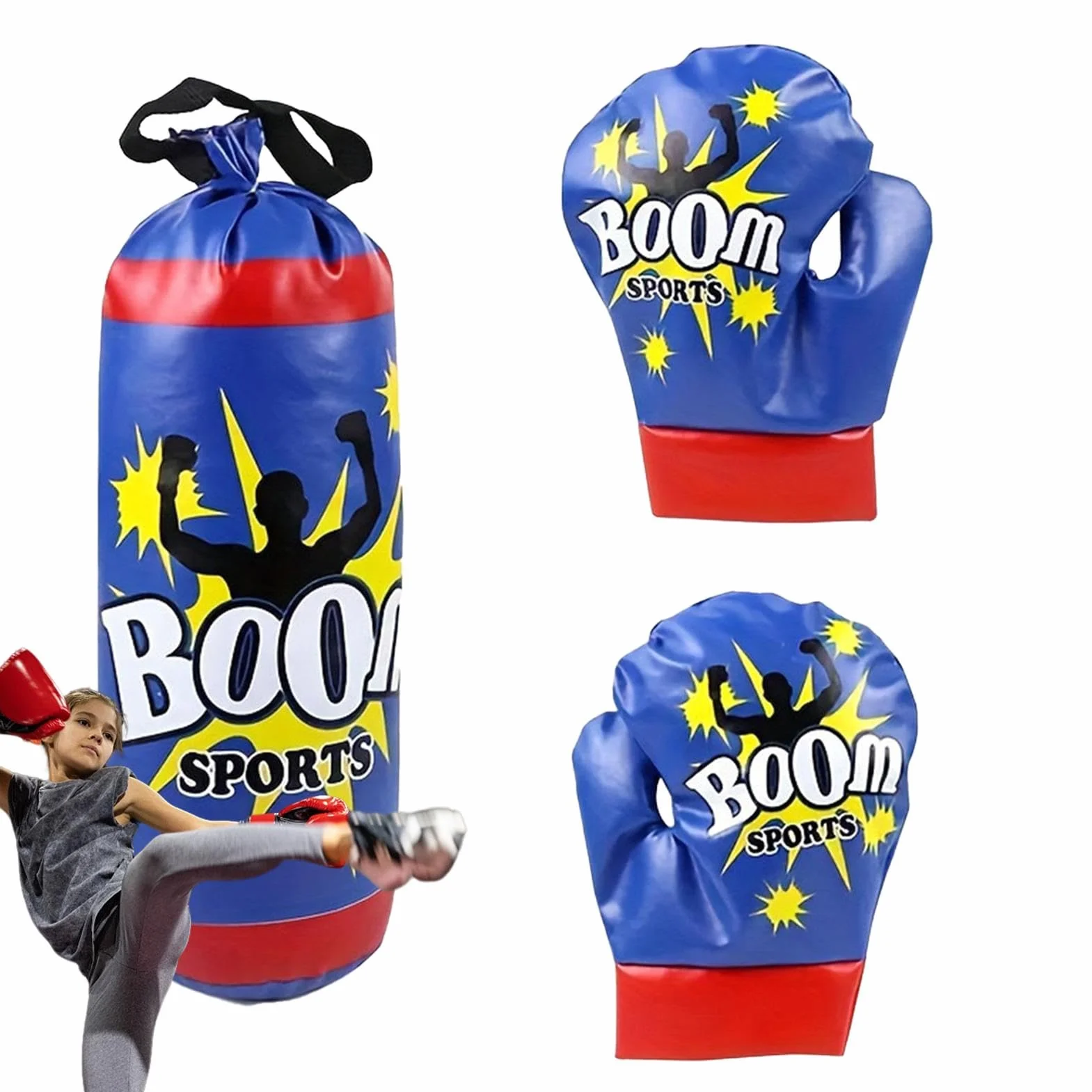 Saco de Boxeo para Niños con Guantes, Equipo de Entrenamiento de Boxeo Profesional