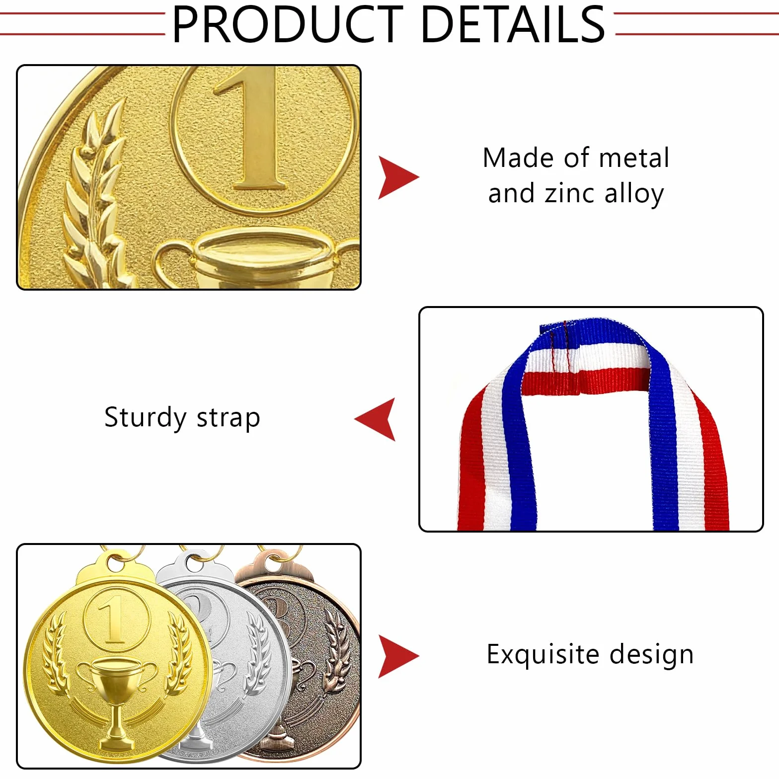 Medallas de metal, 12 unidades